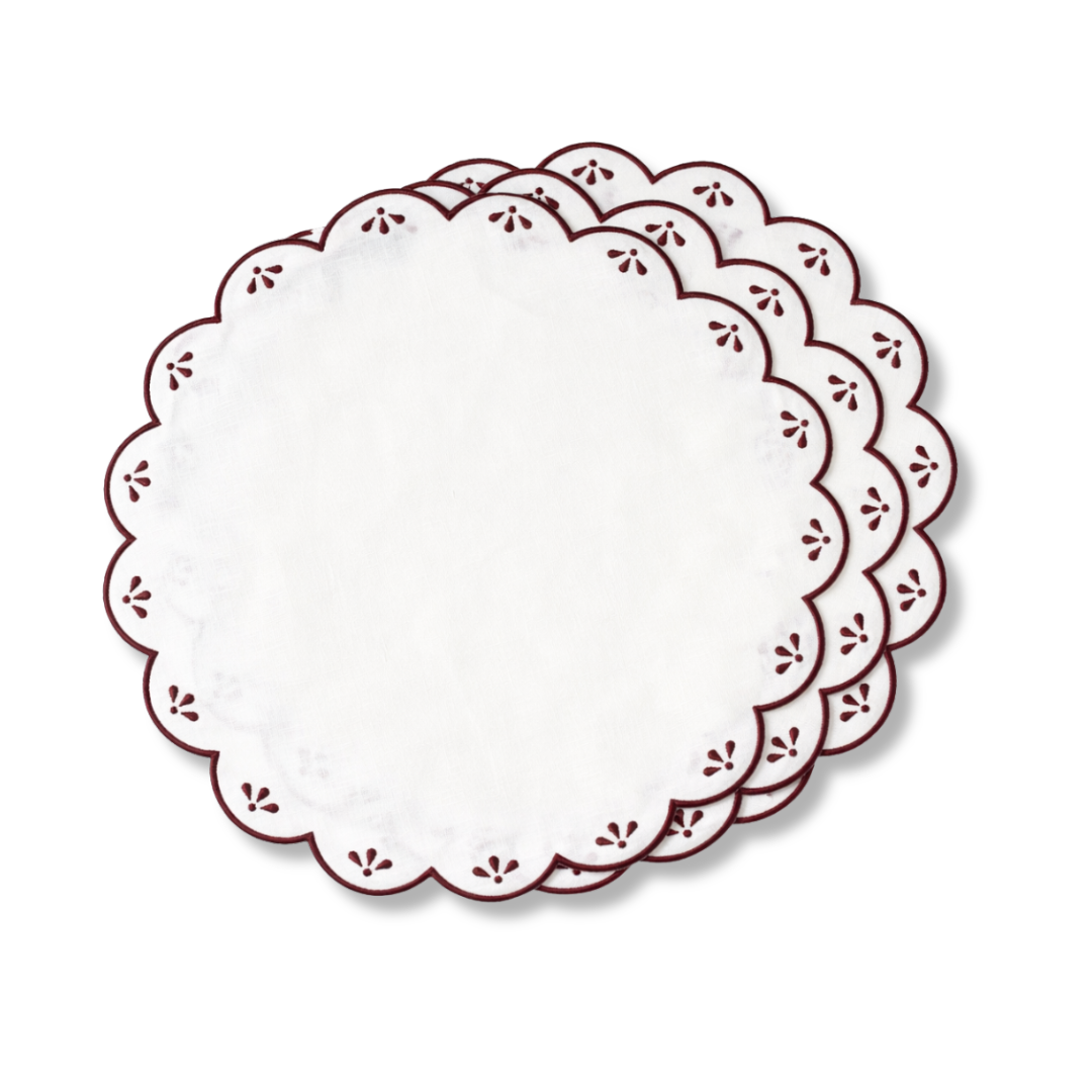 Rent: Peony White and Red Placemat (40cm)