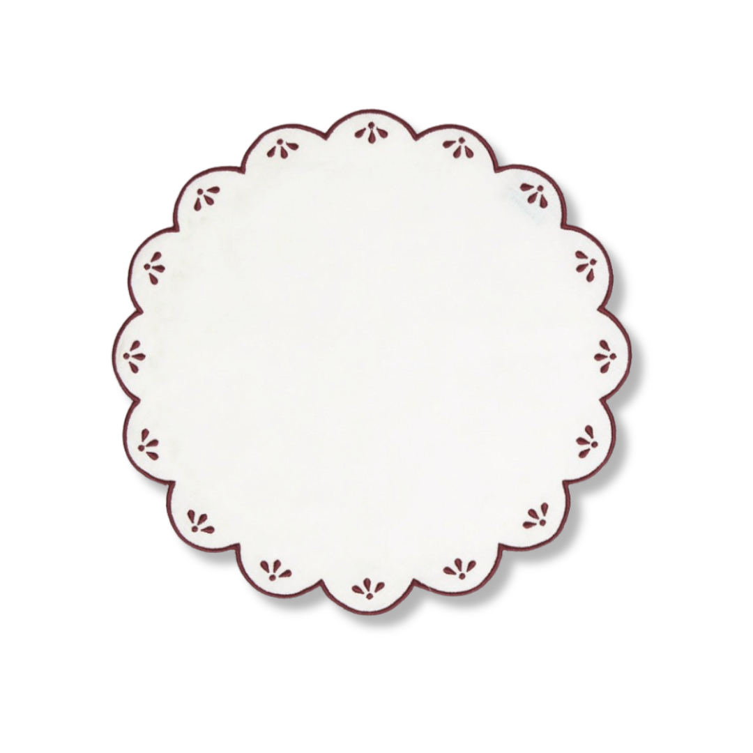 Rent: Peony White and Red Placemat (40cm)