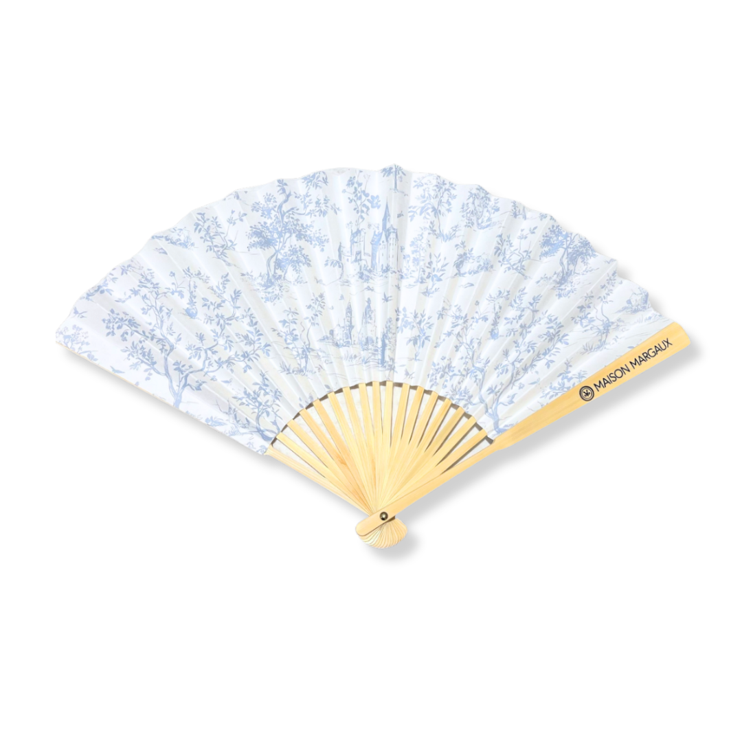 Blue Toile Paper Fans (Pack of 10)