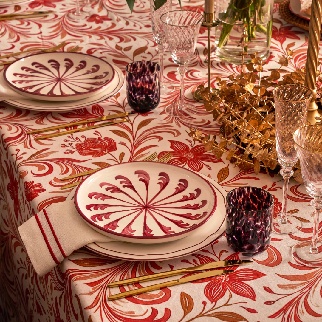 Embroidered Bordeaux Napkins (Set of 4)