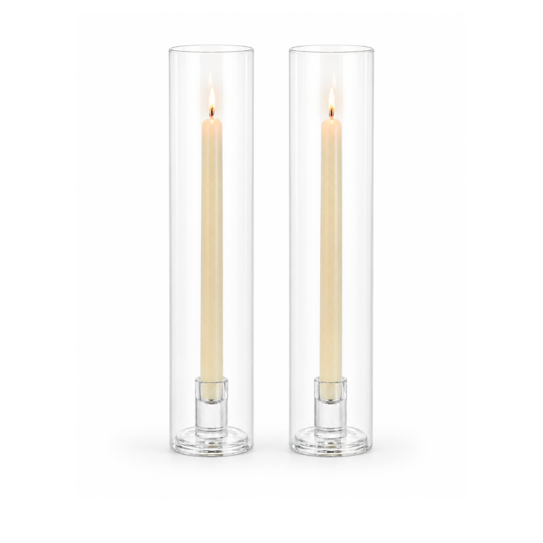 Rent: Tall Glass Hurricane Candle Holders (40cm)