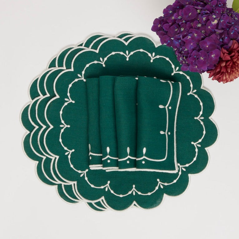 Poppy Forest Green Napkins (set of 4)