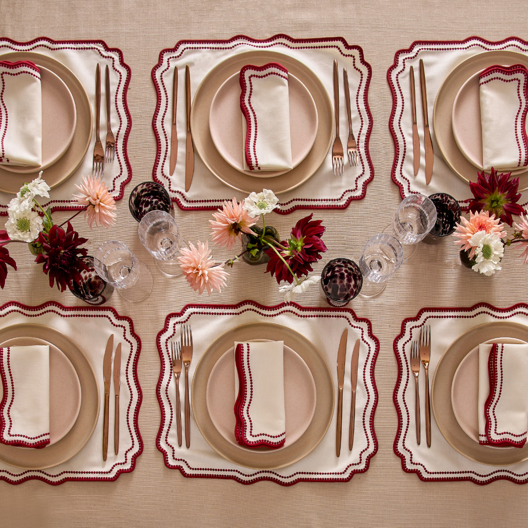 Embroidered Ruby Placemats (Set of 4)