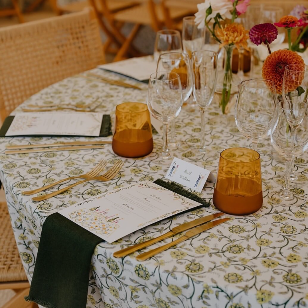 Rent: Green Petals Tablecloth