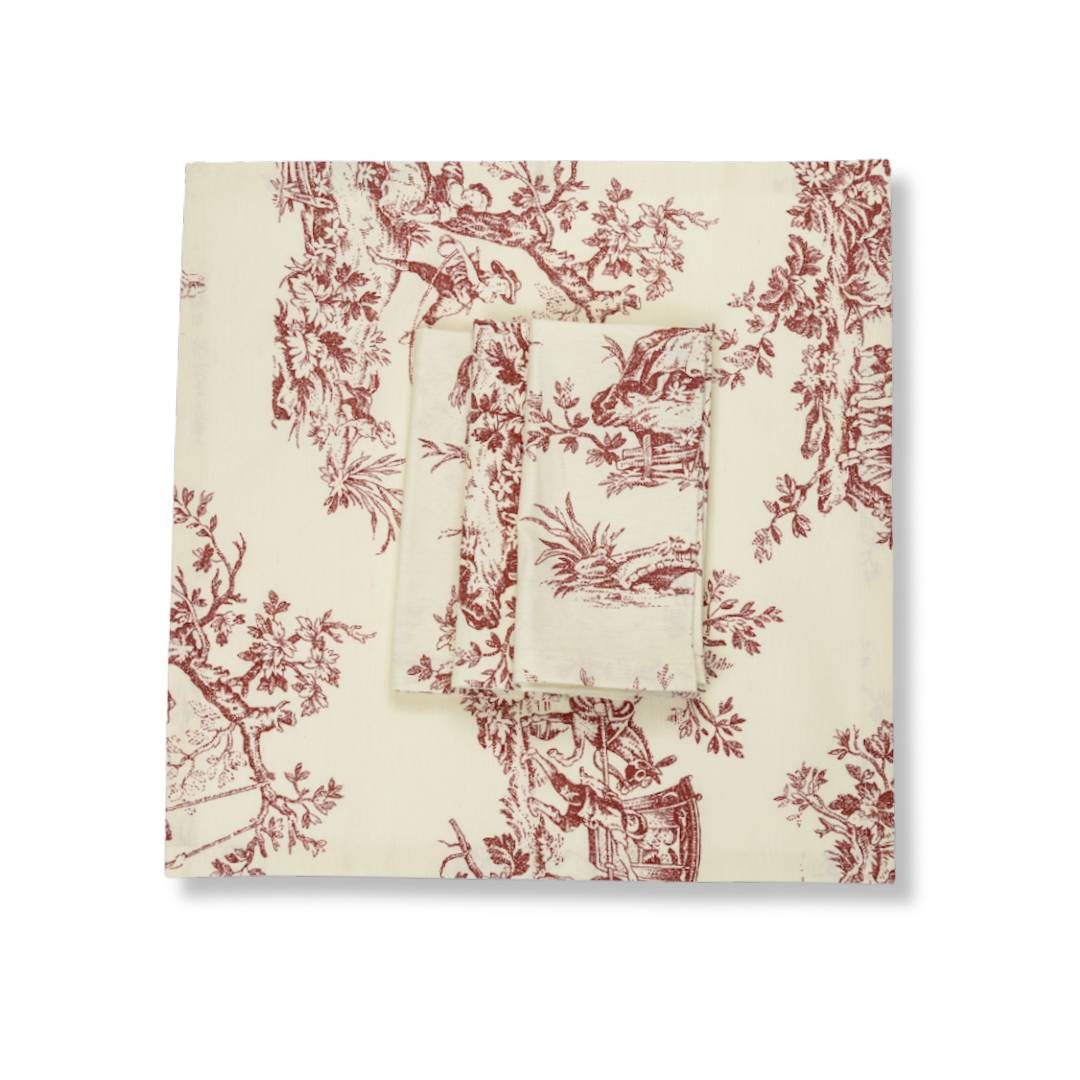 Wholesale: Burgundy Toile Napkins