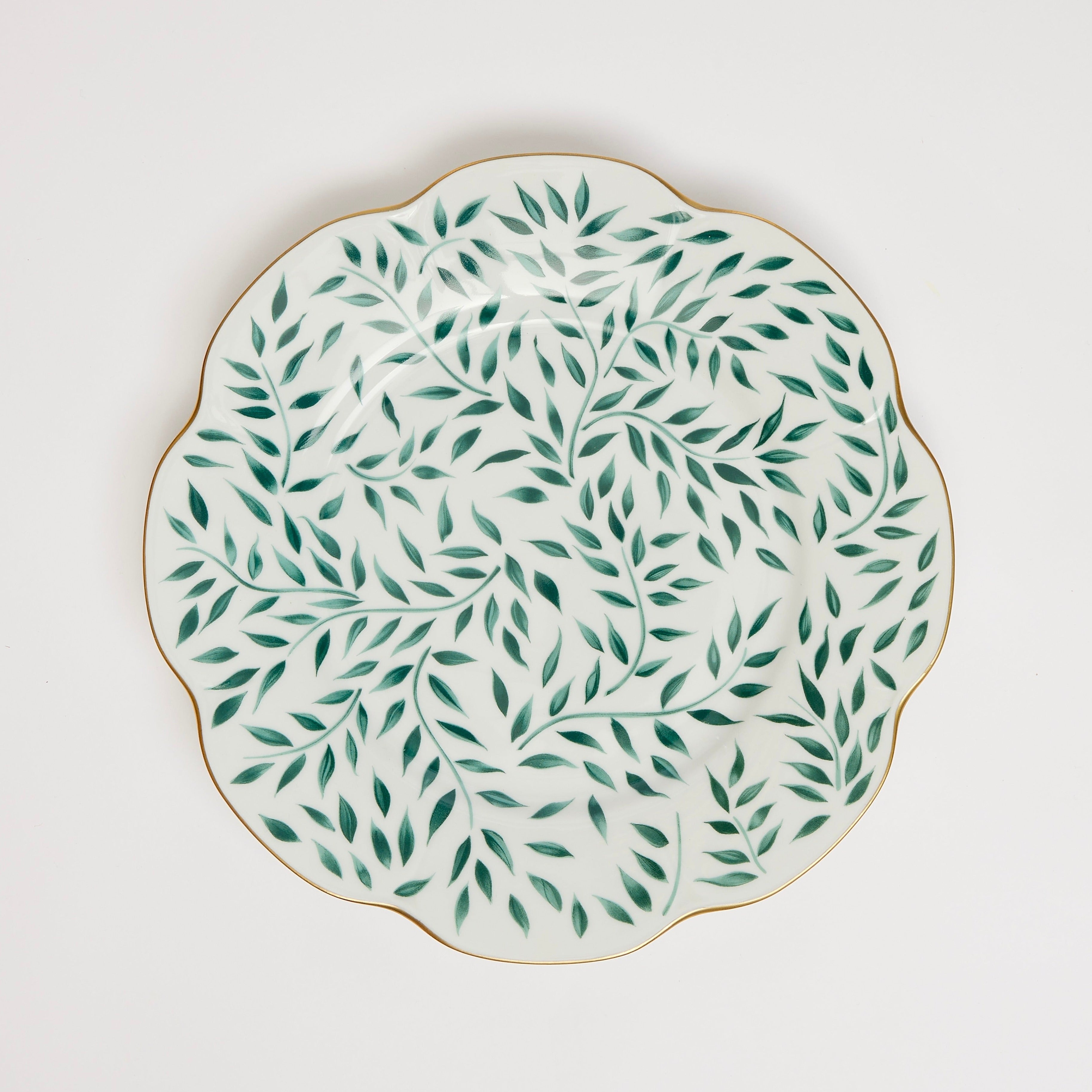 Green & Gold Leaves Starter Plates (set of 4) - 21cm