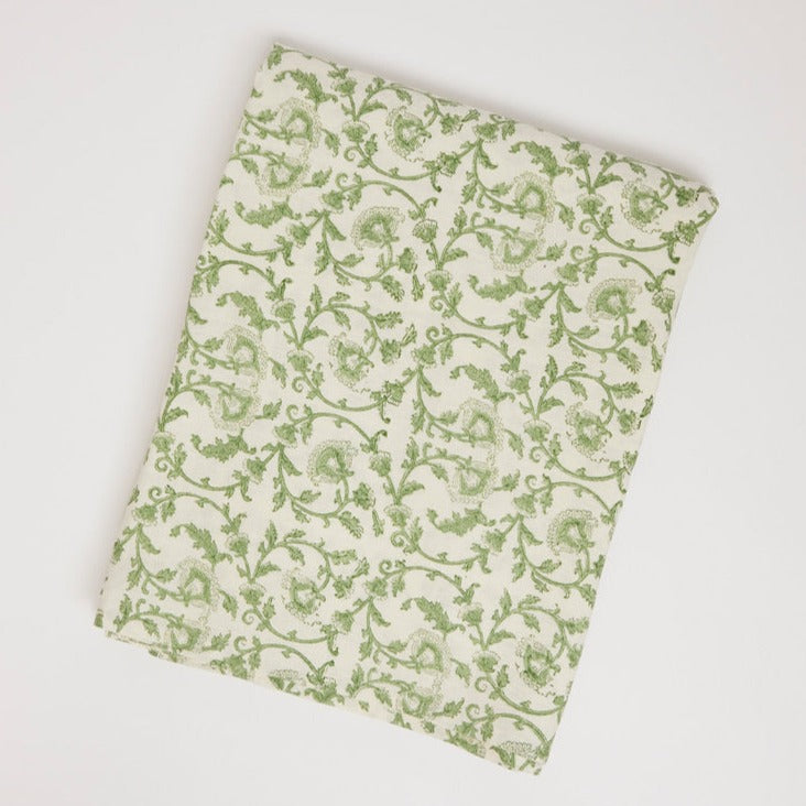 Lola Green Vine Tablecloth - 100% linen