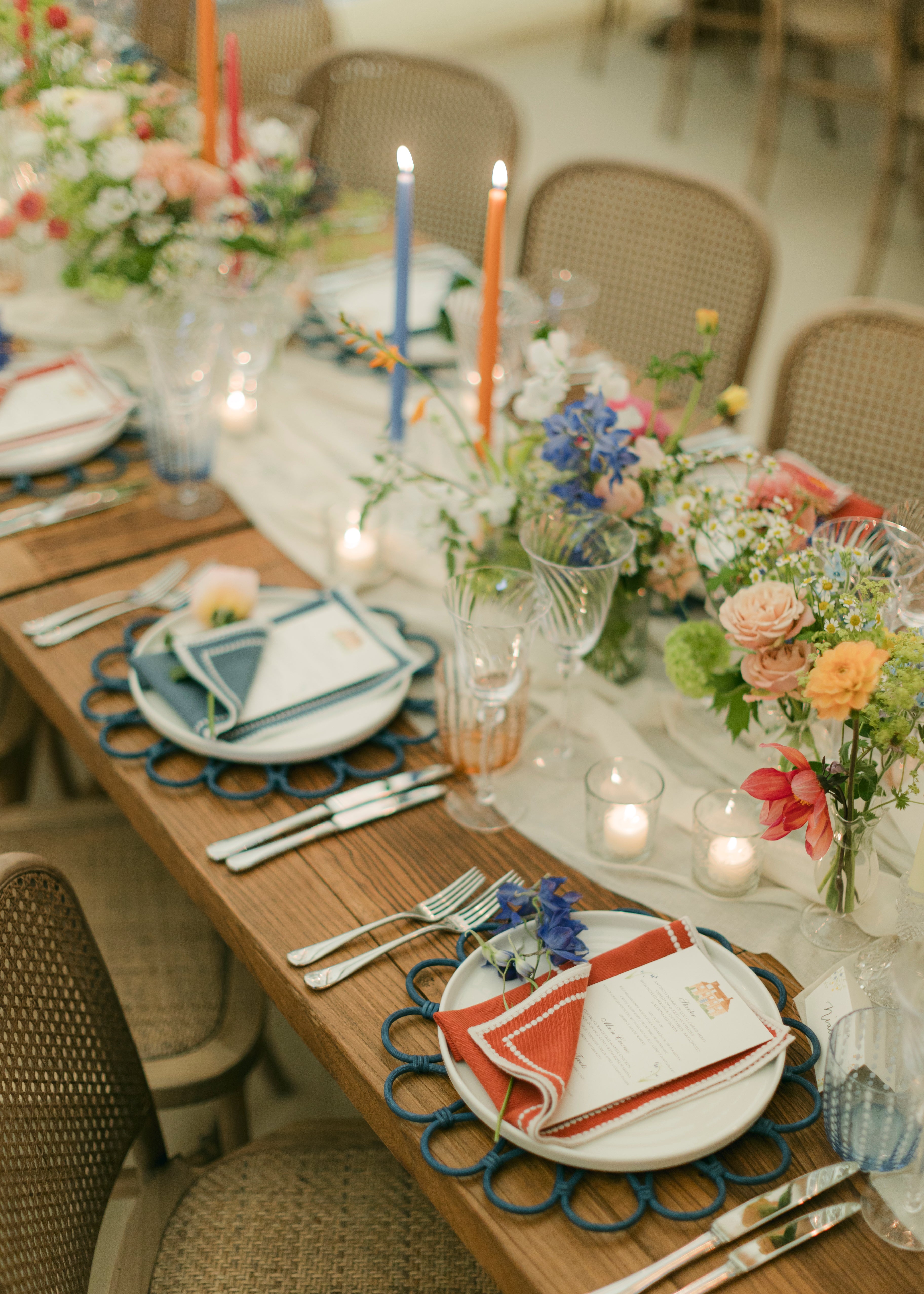 Rent: Blue Flower Wicker Placemat