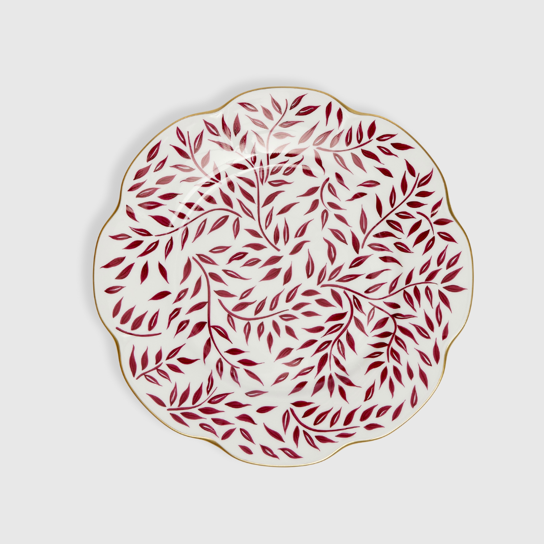 Burgundy & Gold Leaves Starter Plates (set of 4) - 21cm