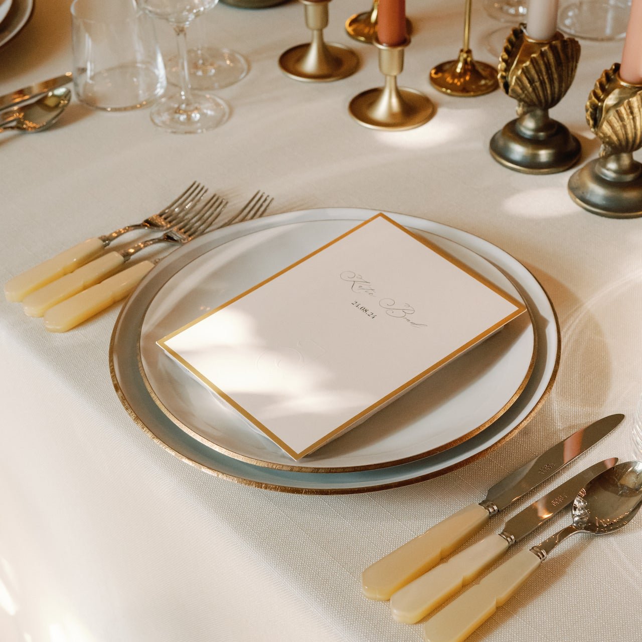 Rent: Natural Blush Gold Edge Dinner