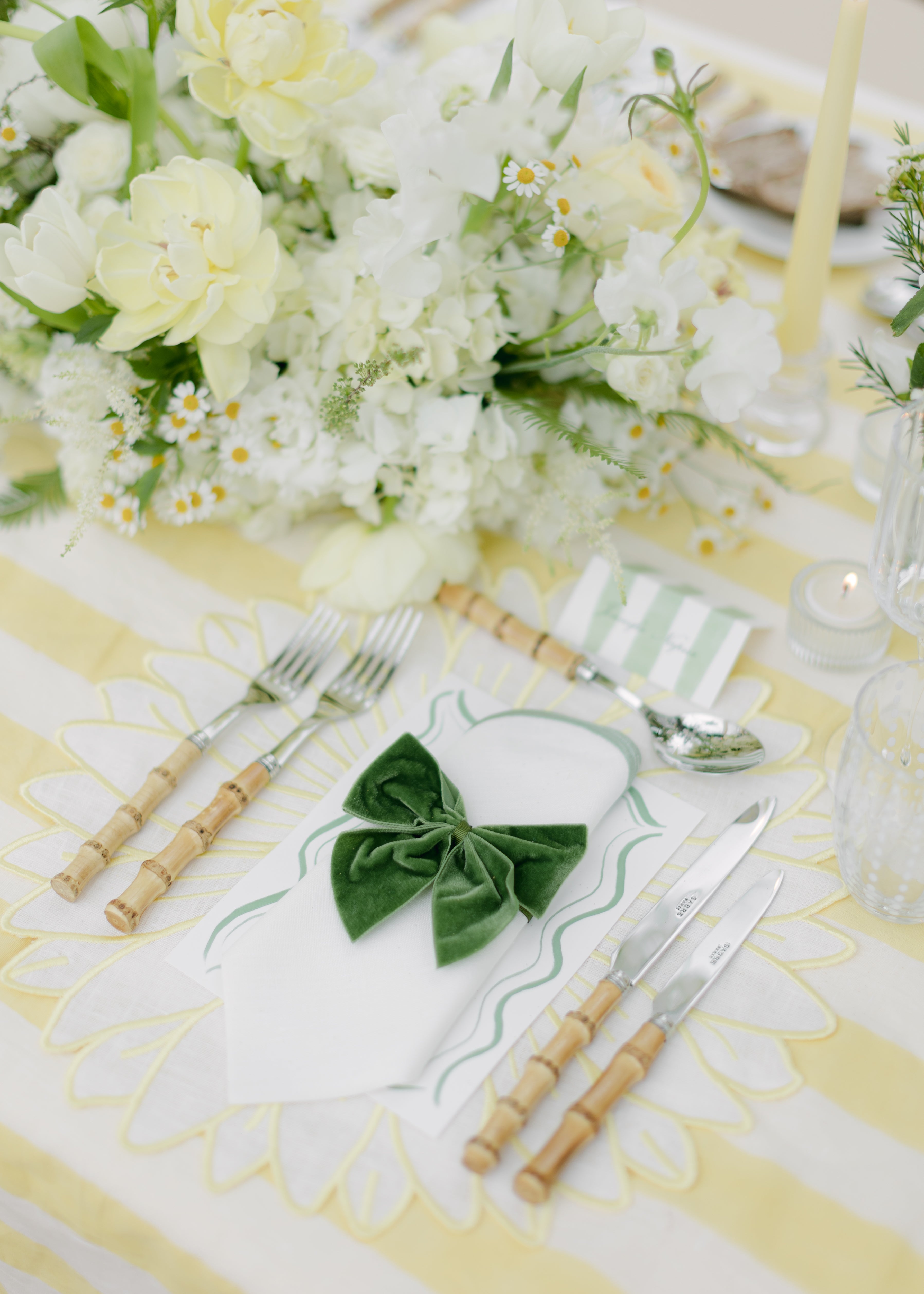Rent: Green Embroidered Scalloped Napkins
