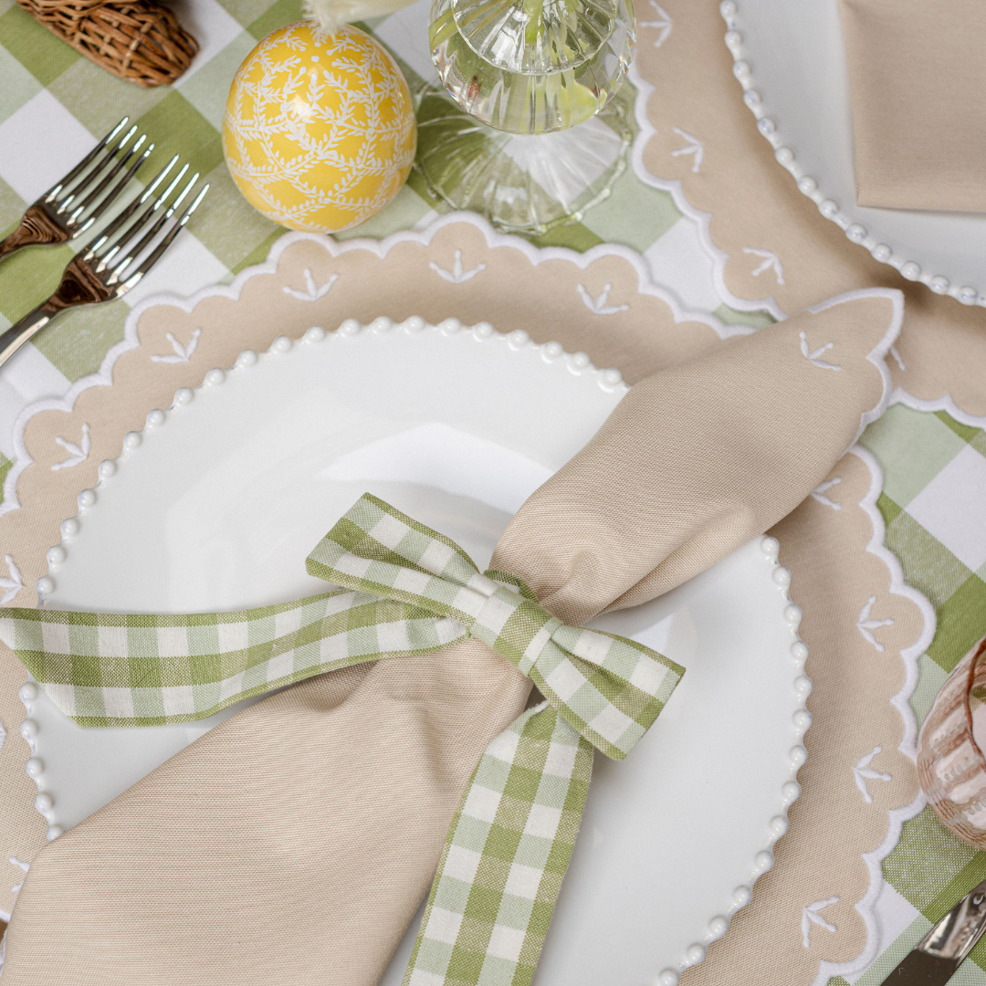 Green Gingham Napkin Bows (set of 4)