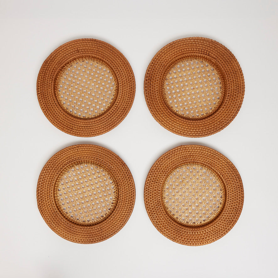 Brown Rattan Charger Plates (set of 4)