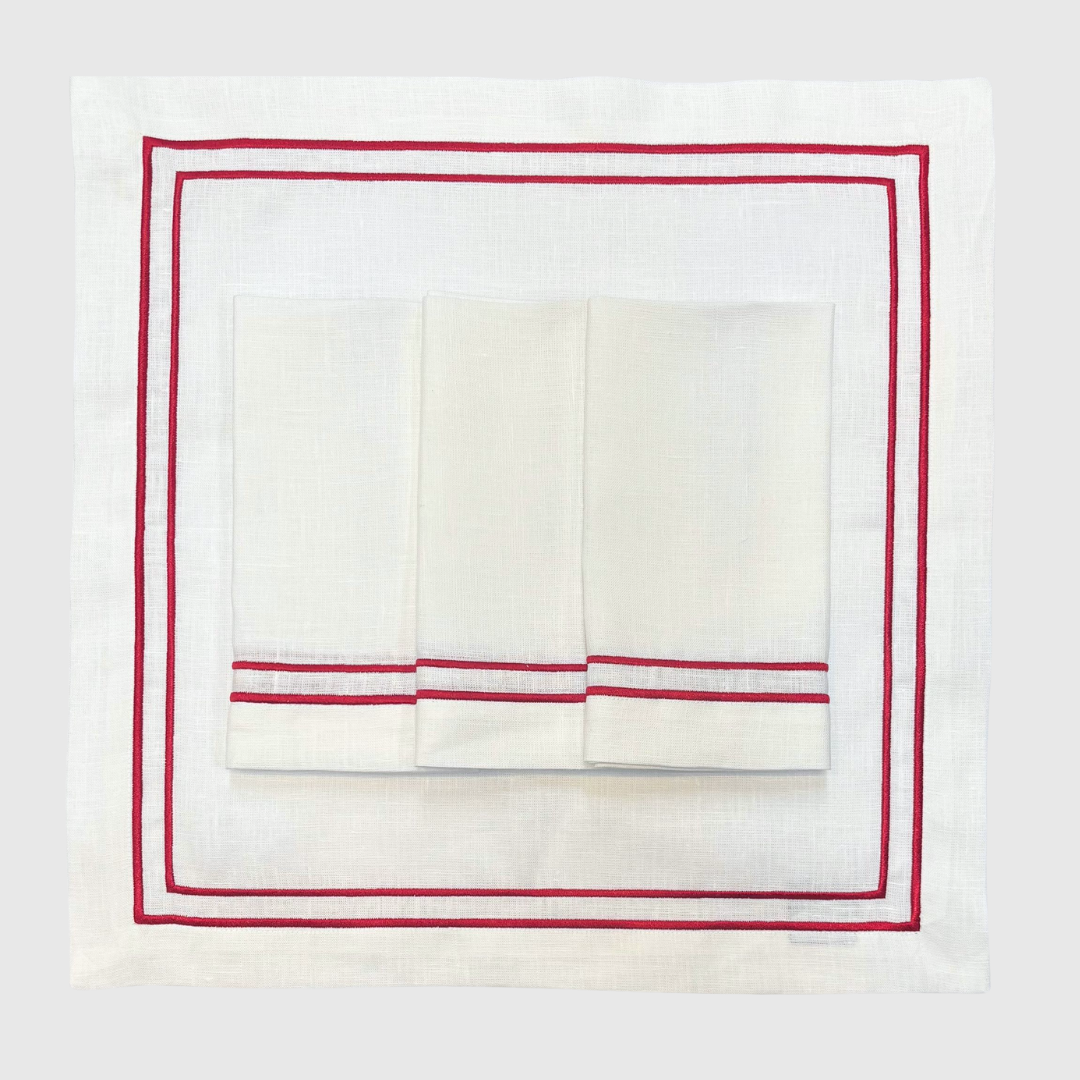 Embroidered Bordeaux Napkins (Set of 4)
