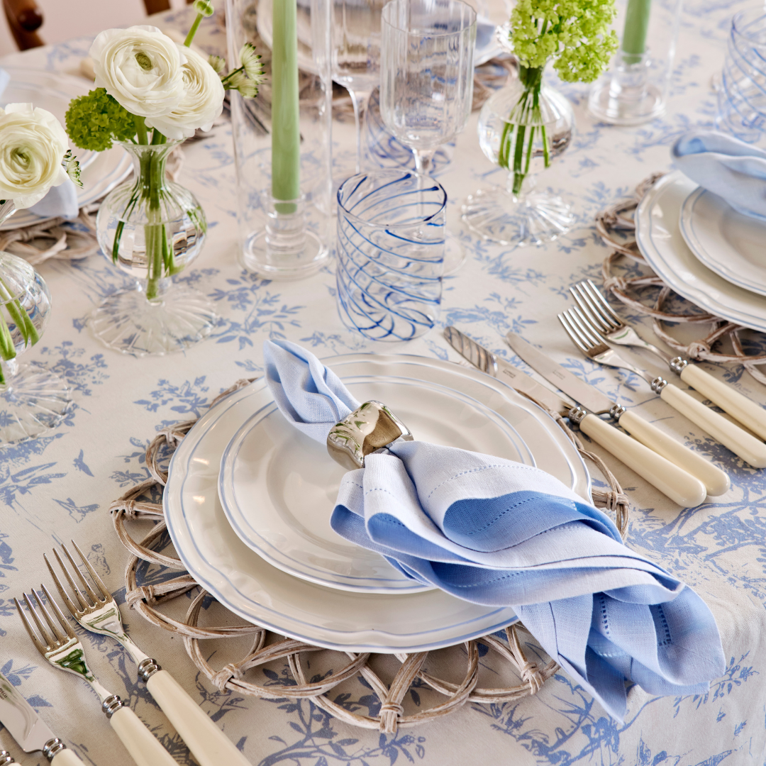Rent: Duck Egg Blue Hemstitch Napkin (50x50cm)