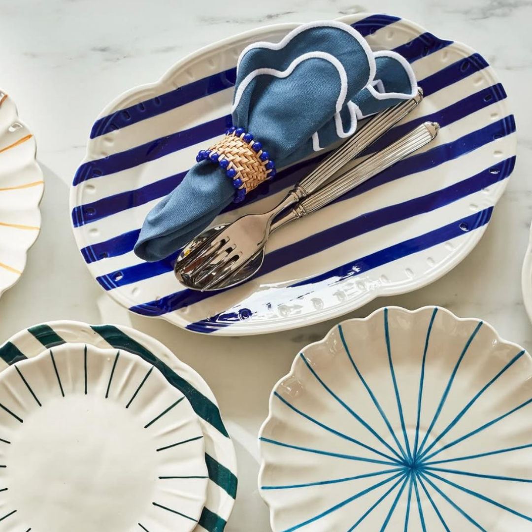 Rent: Blue Beaded Napkin Holder