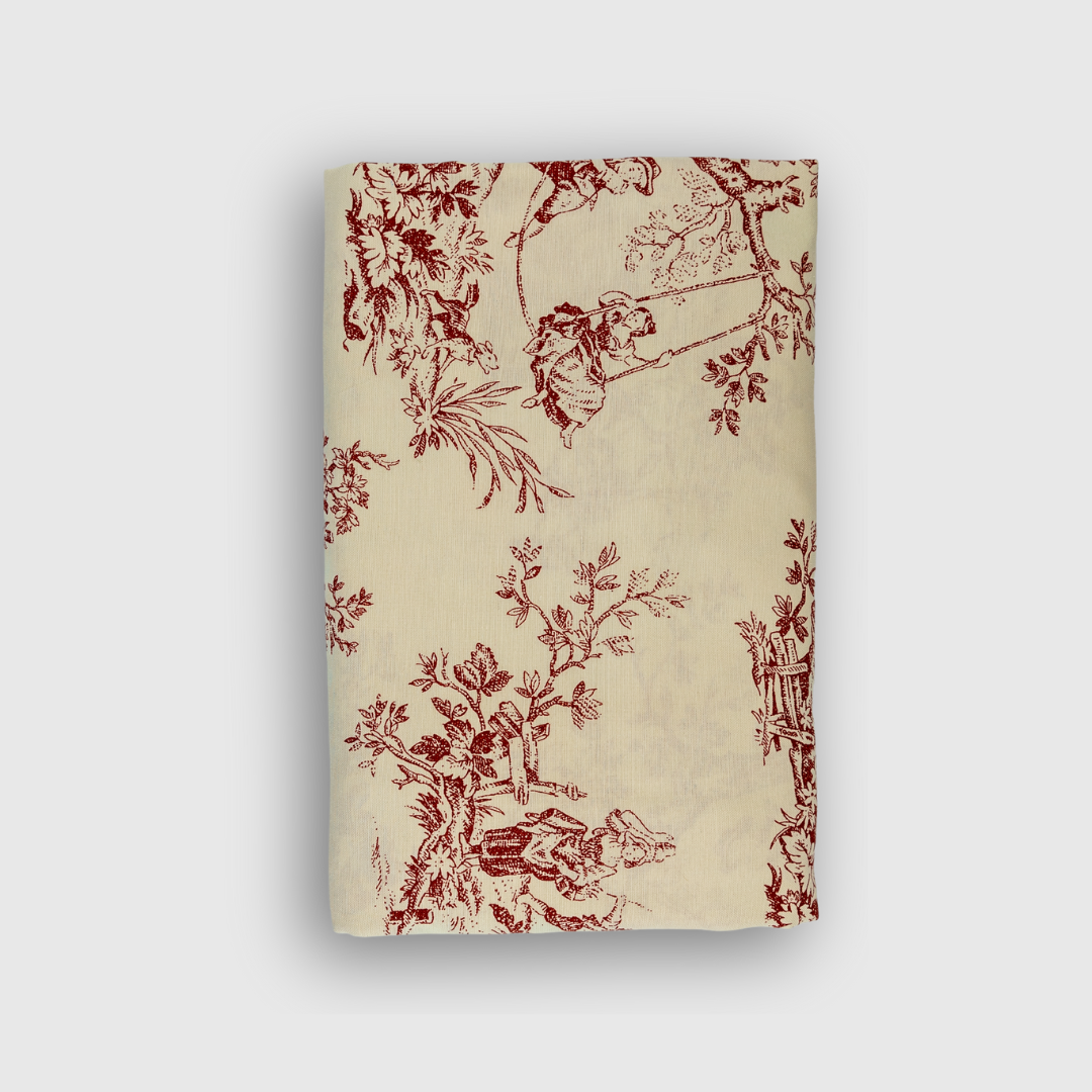 Rent: Burgundy Toile Tablecloth