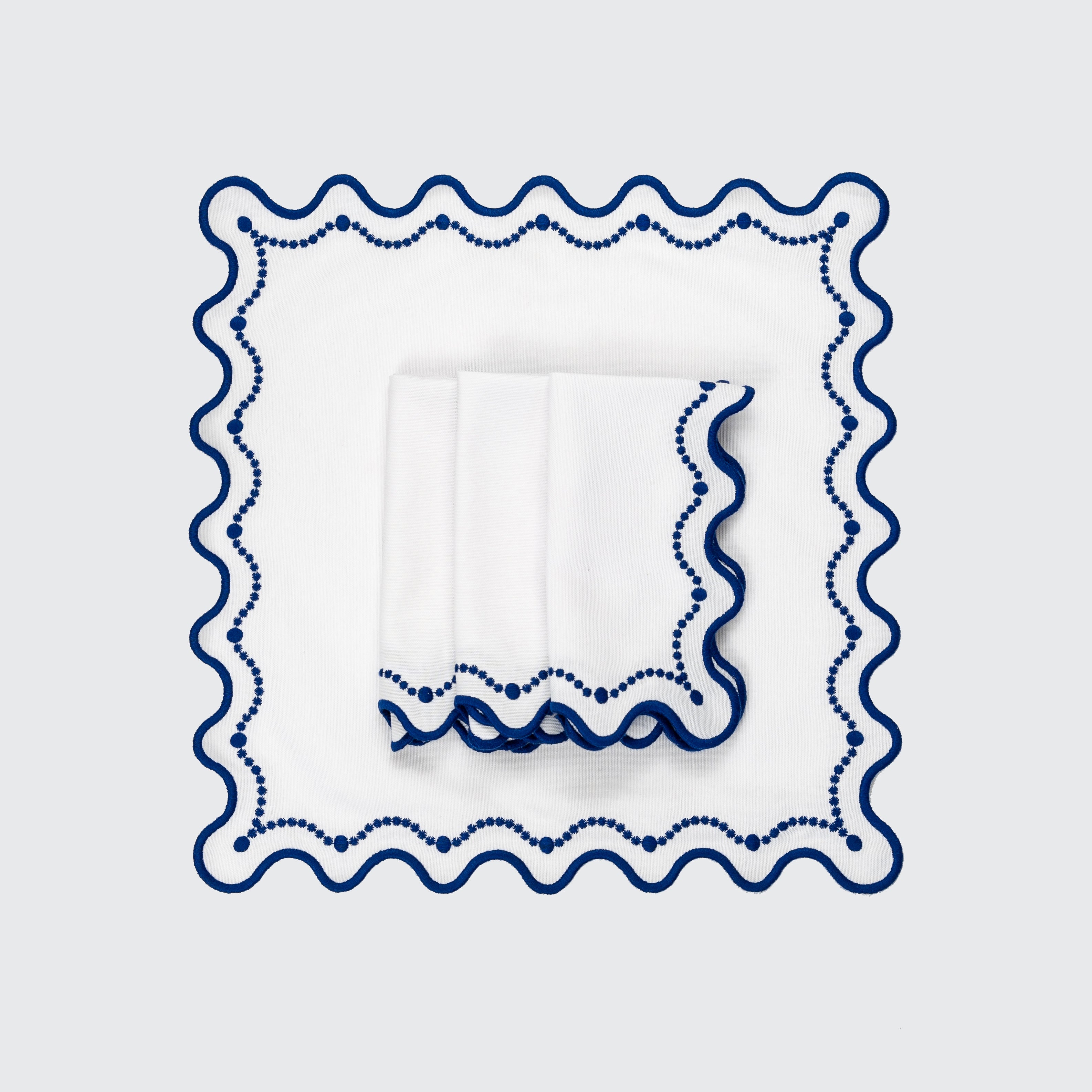 Rent: Marni Scalloped Blue Embroidered Napkins