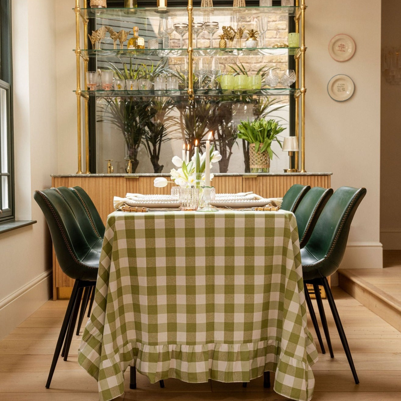 Spring Green Gingham Tablecloth