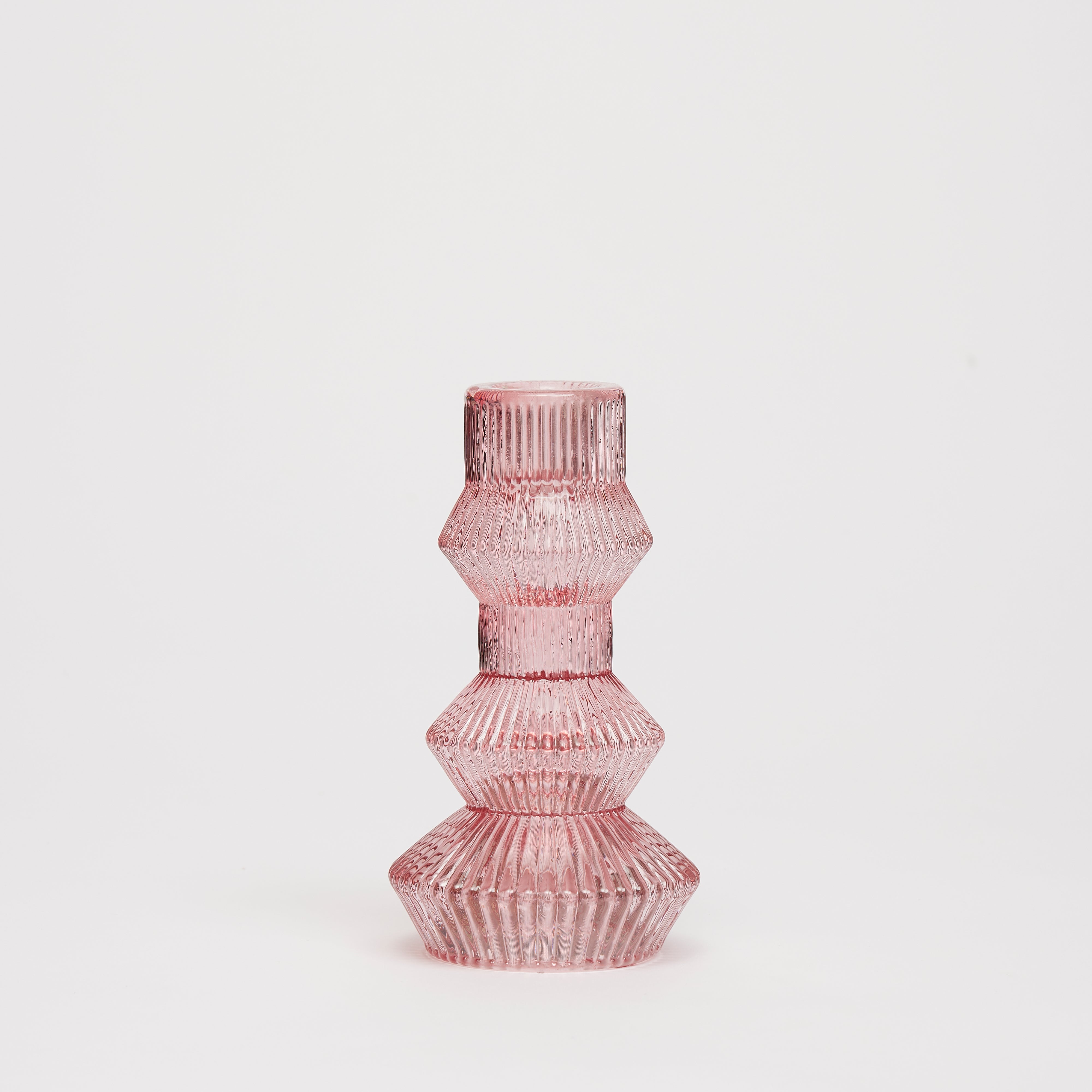 Rent: Pink Ribbed Candle Holder