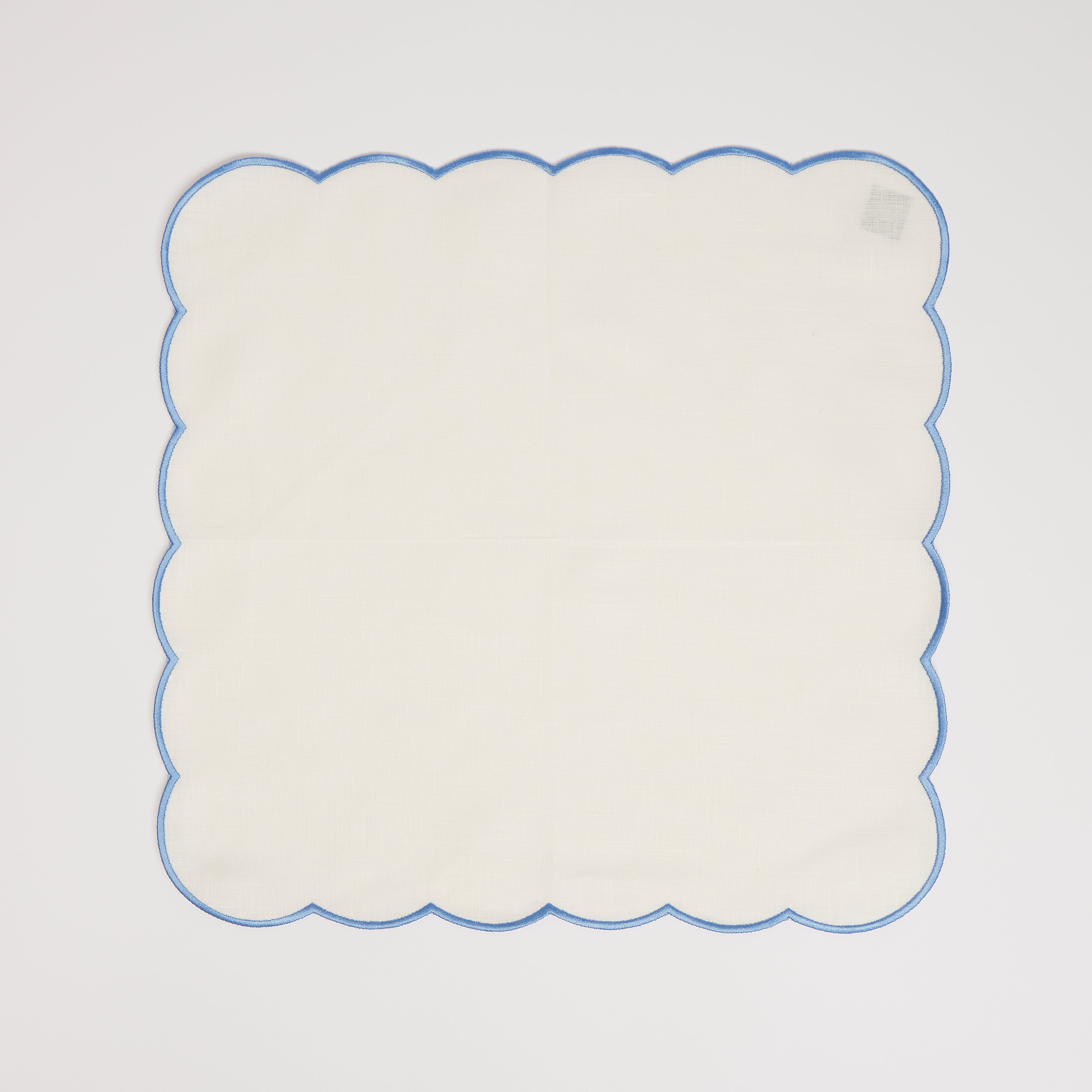 Rent: Blue Embroidered Scalloped Napkins