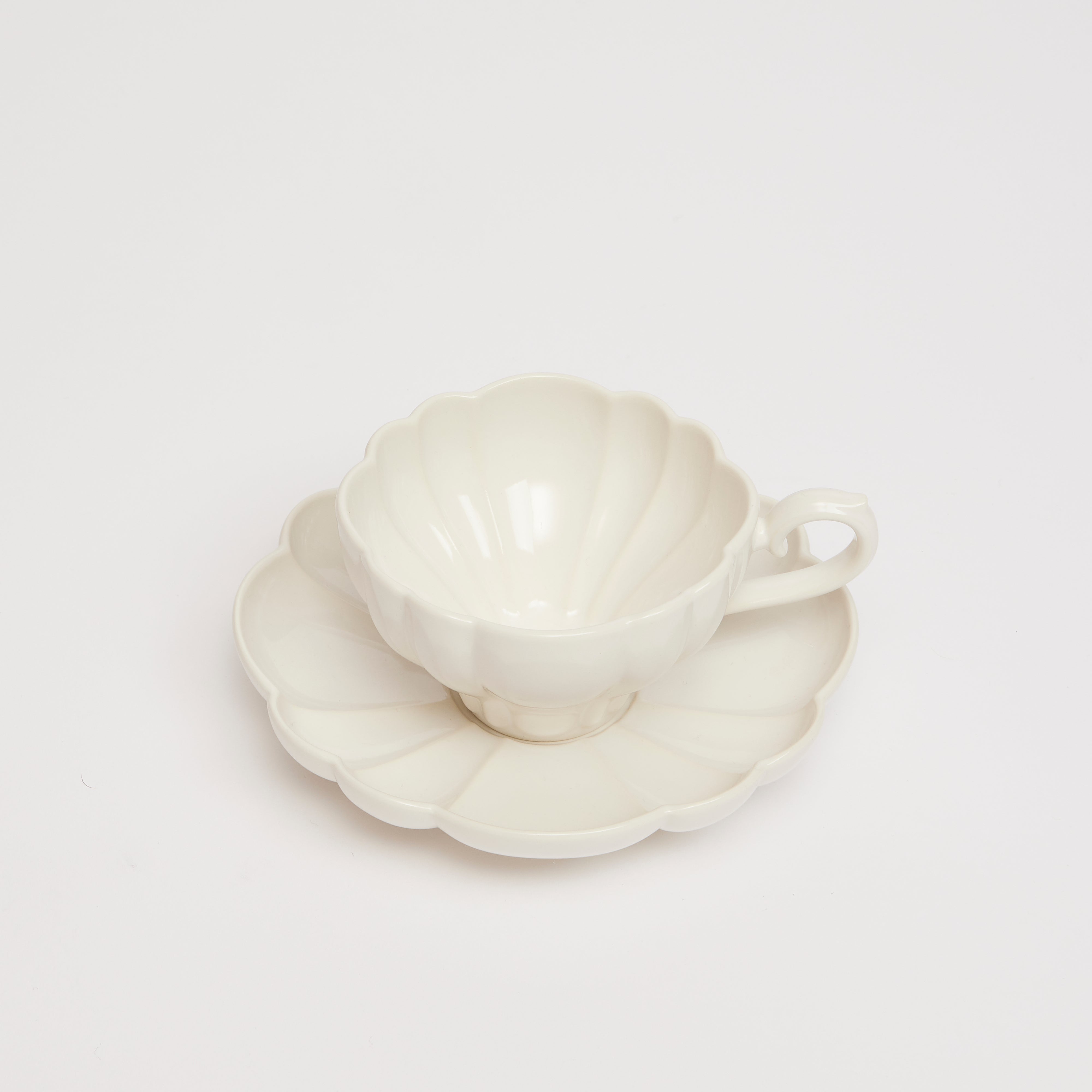Rent: Blossom White Teacup & Saucer