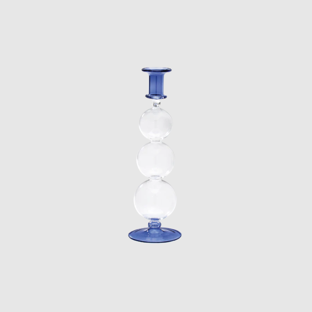 Blue Glass Bobble Candle Holder