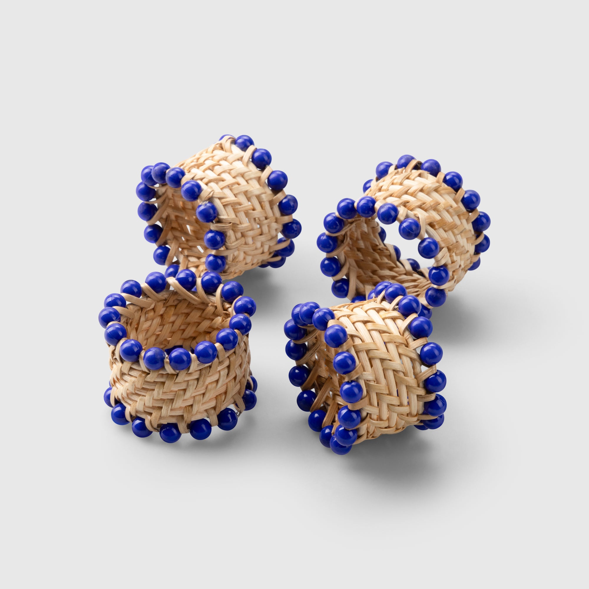Blue Beaded Napkin Ring (set of 4)