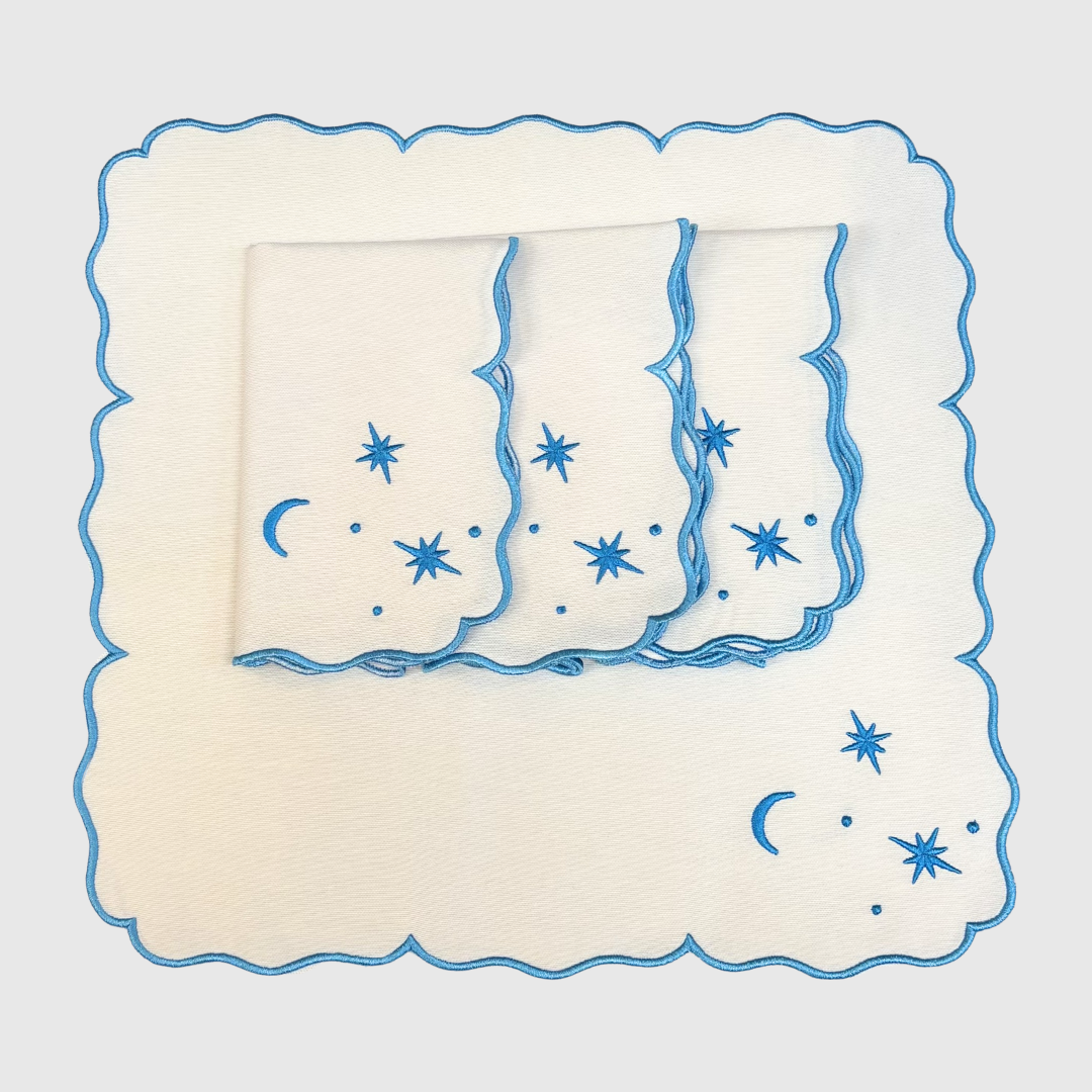 Moon Blue Napkins (set of 10) - Preloved