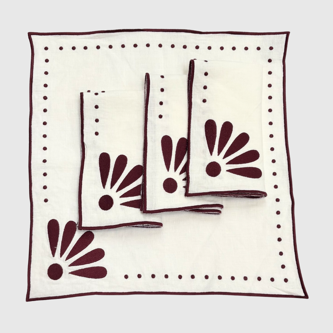 Mia Burgundy Napkin (set of 7) - Preloved