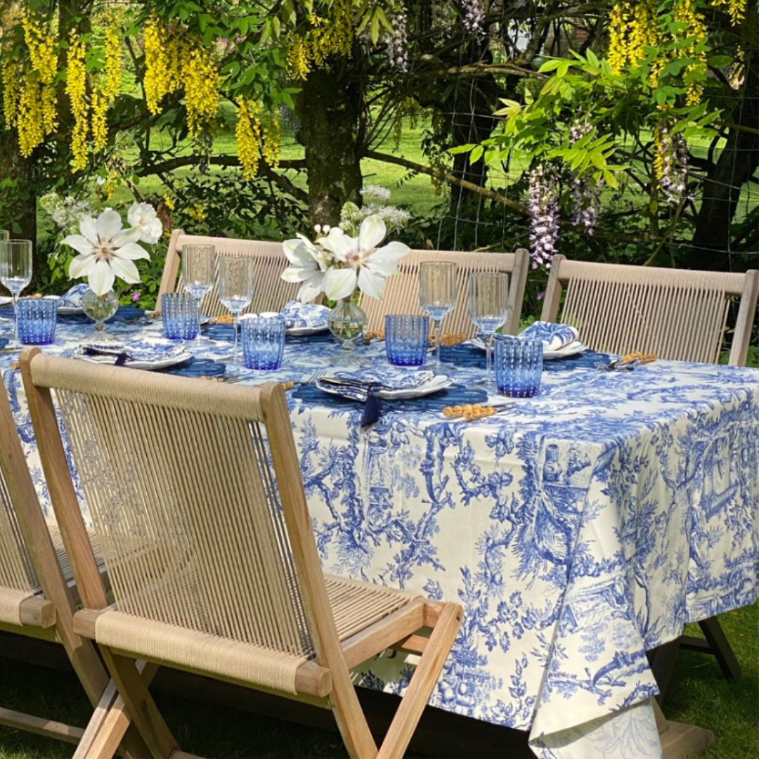 Blue Toile Tablecloth - 150x300cm