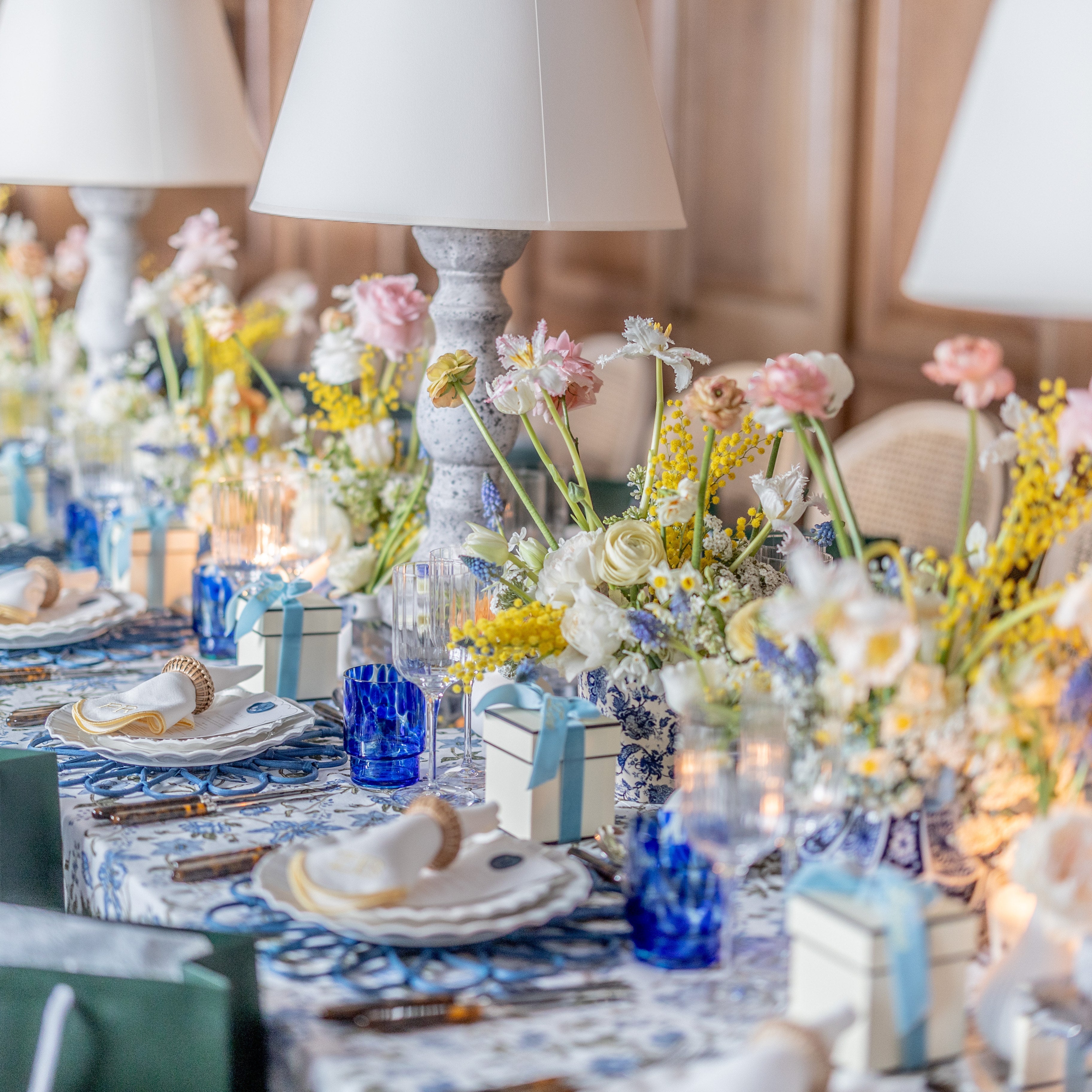 Rent: Blue Flower Wicker Placemat