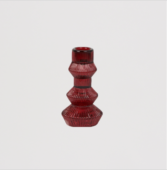 Rent: Burgundy Red Ribbed Candle Holder