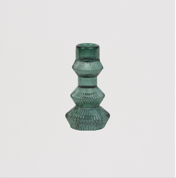 Rent: Forest Green Ribbed Candle Holder