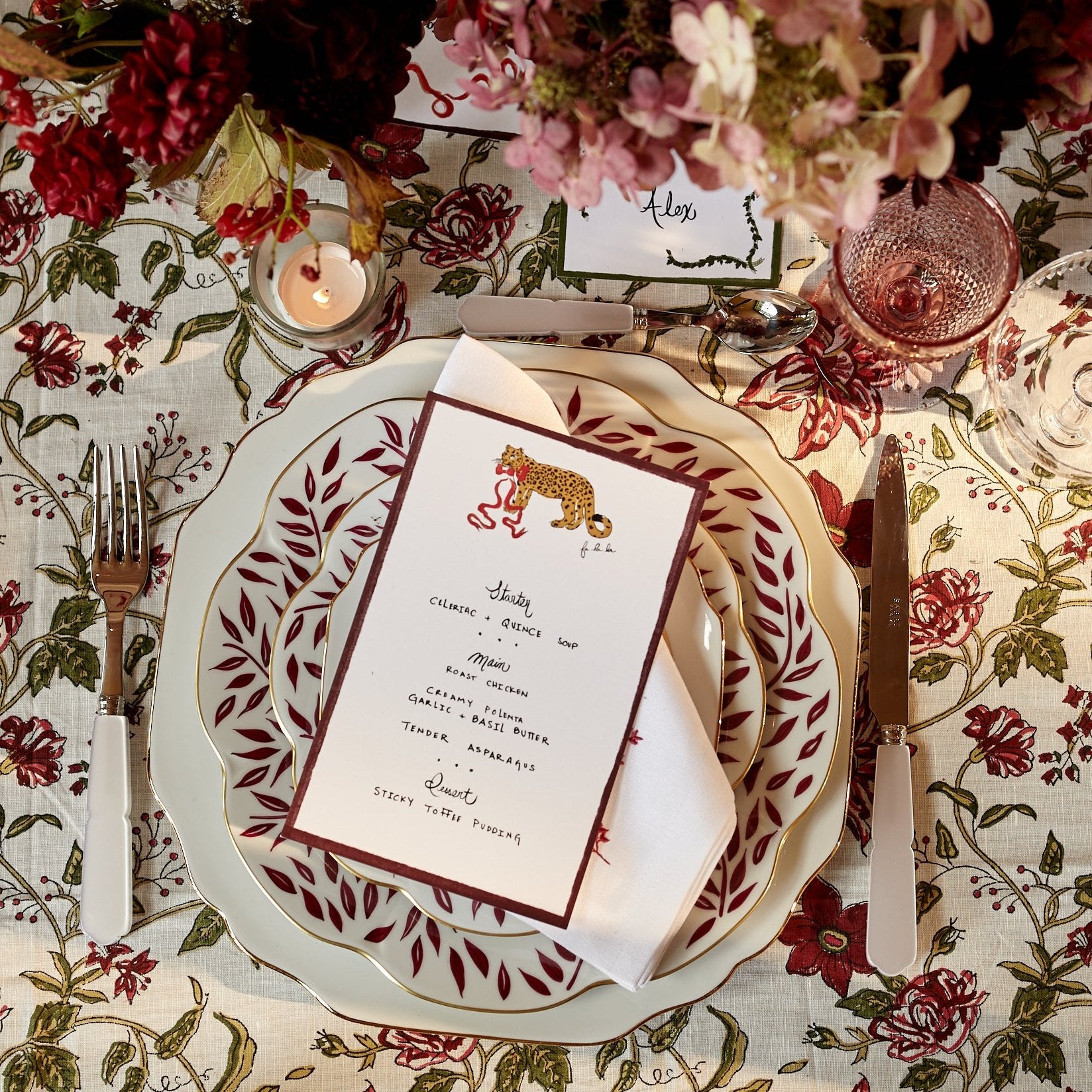 Rent: Burgundy Leaves Set From