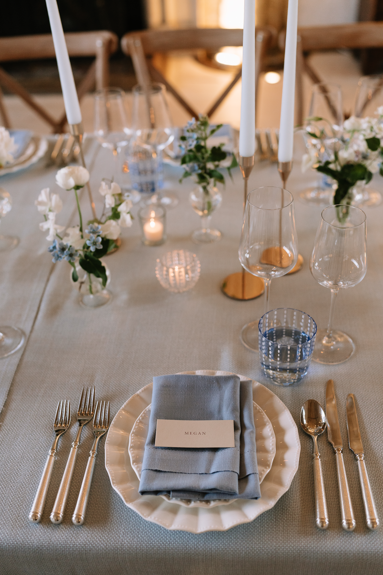 Rent: Sky Blue Speckled Water Glass