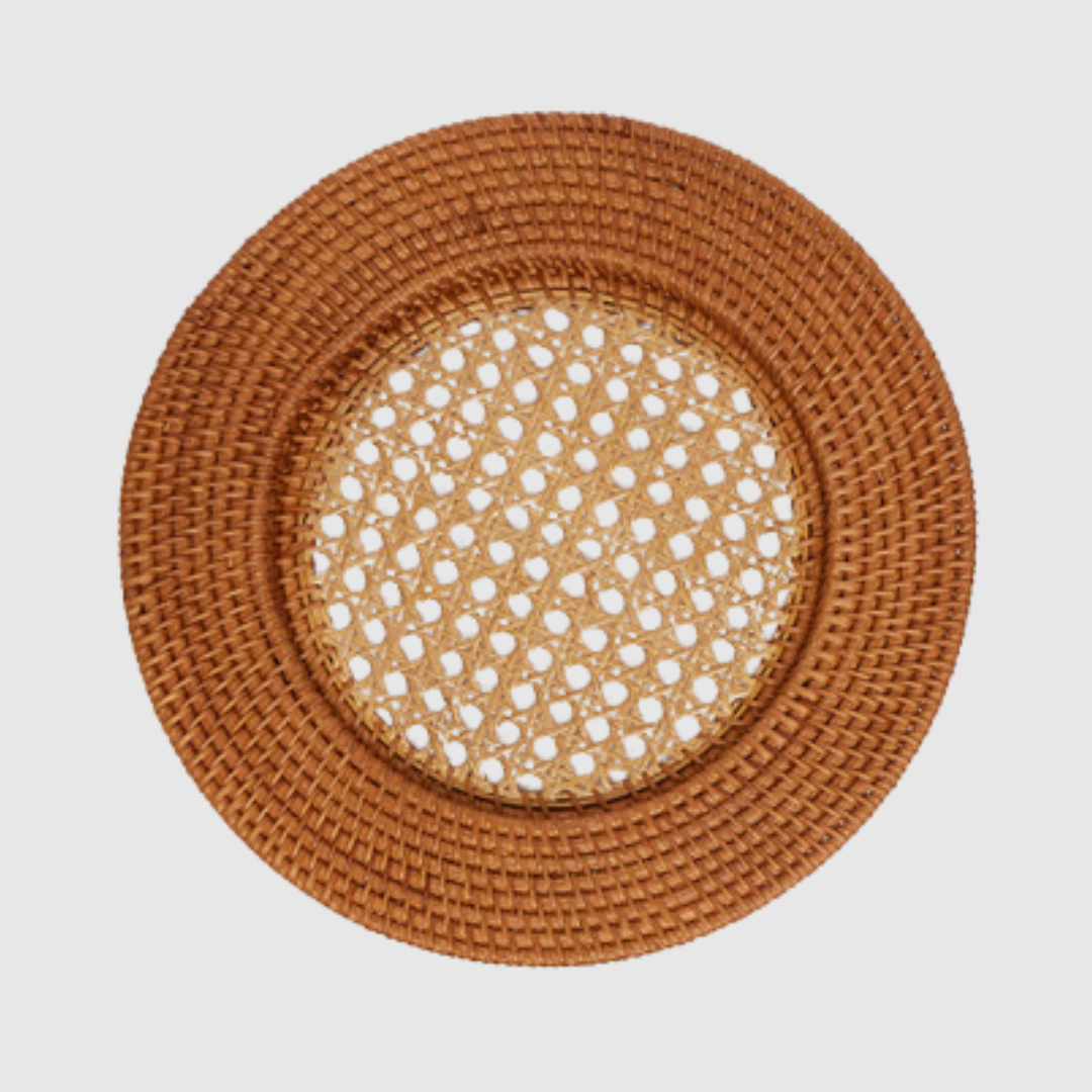Brown Rattan Charger Plates (set of 4)