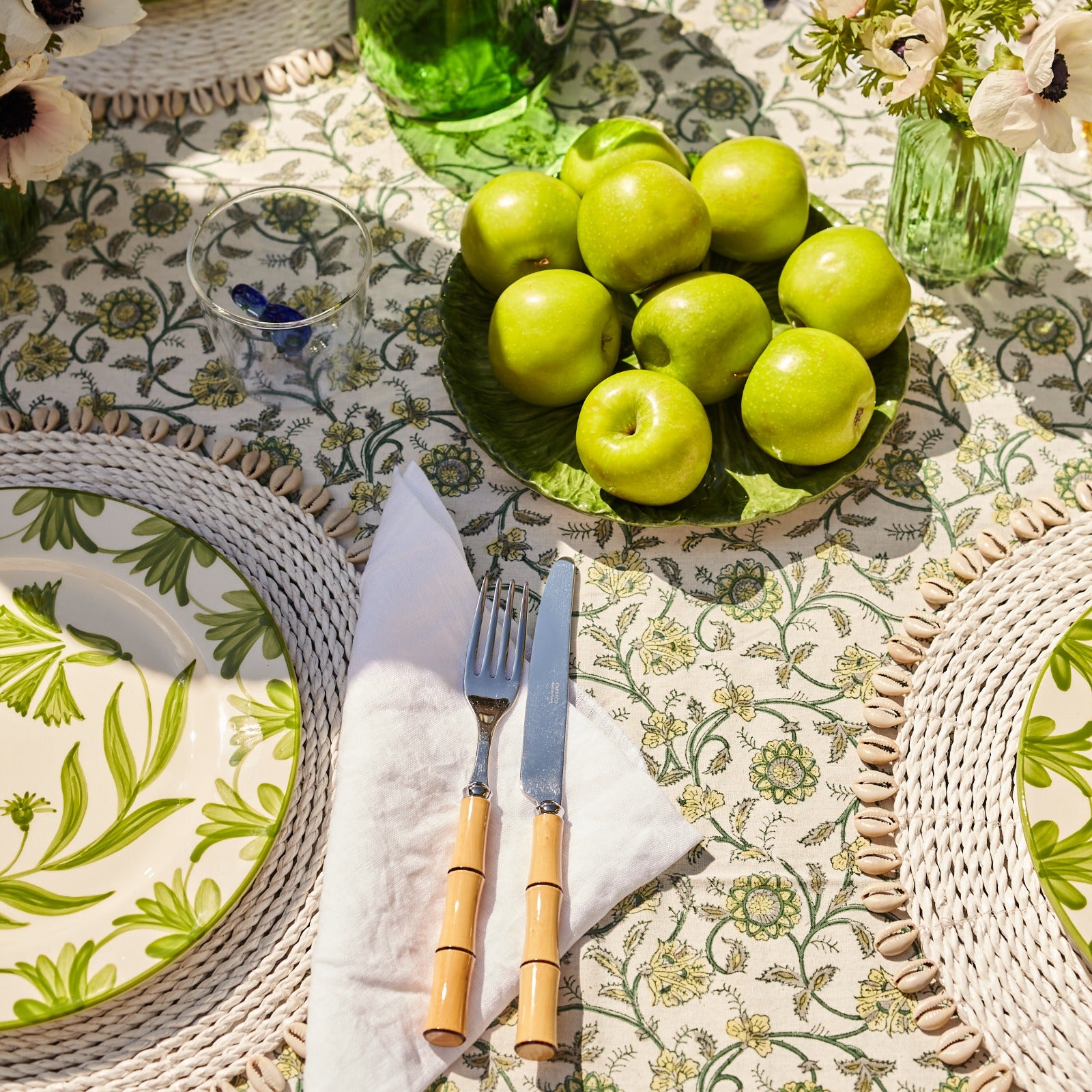 Green Petals Tablecloth