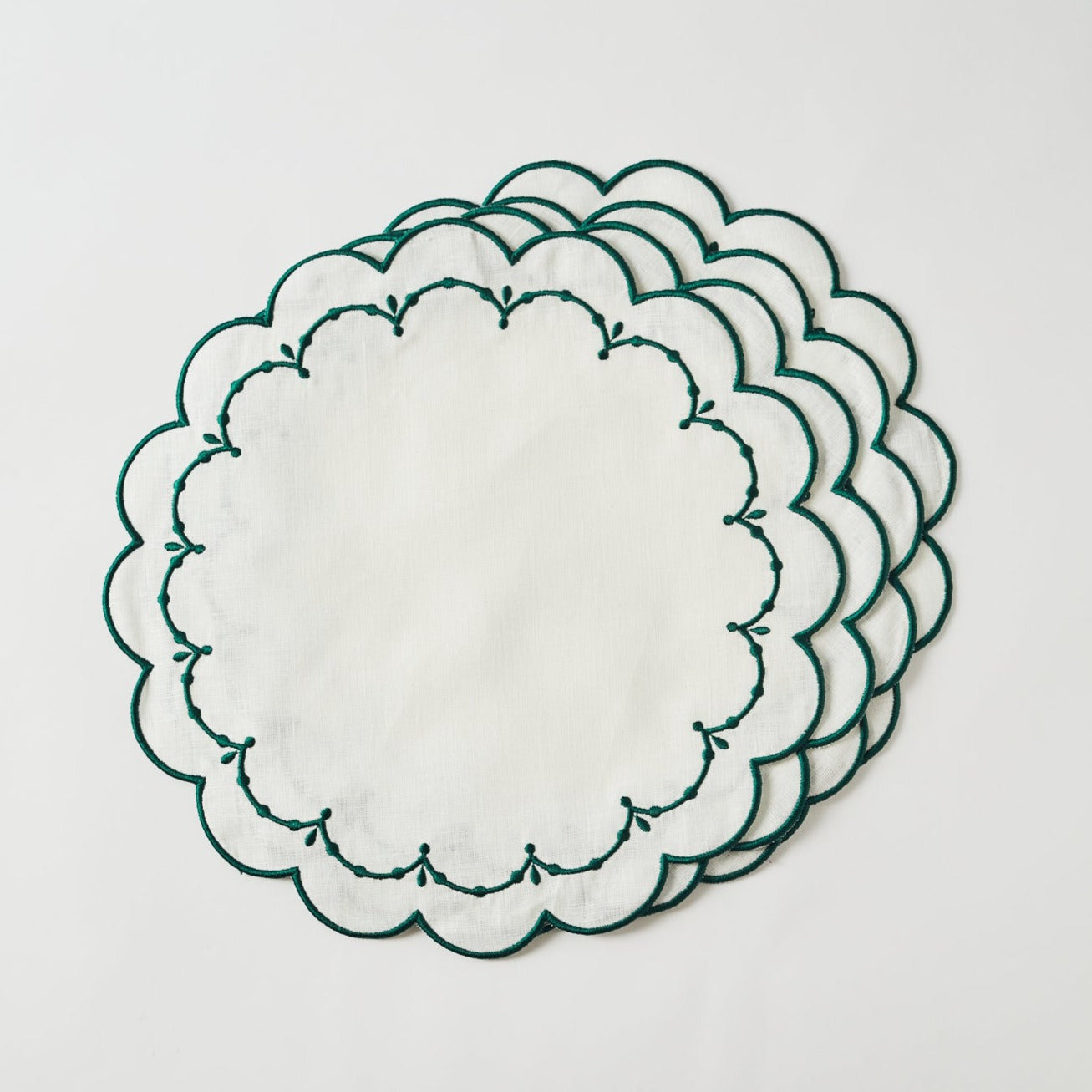 Poppy White and Green Placemats (set of 4)