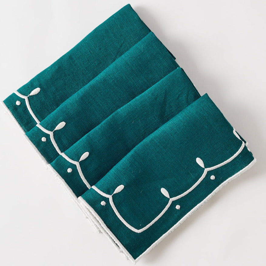 Poppy Forest Green Napkins (set of 4)