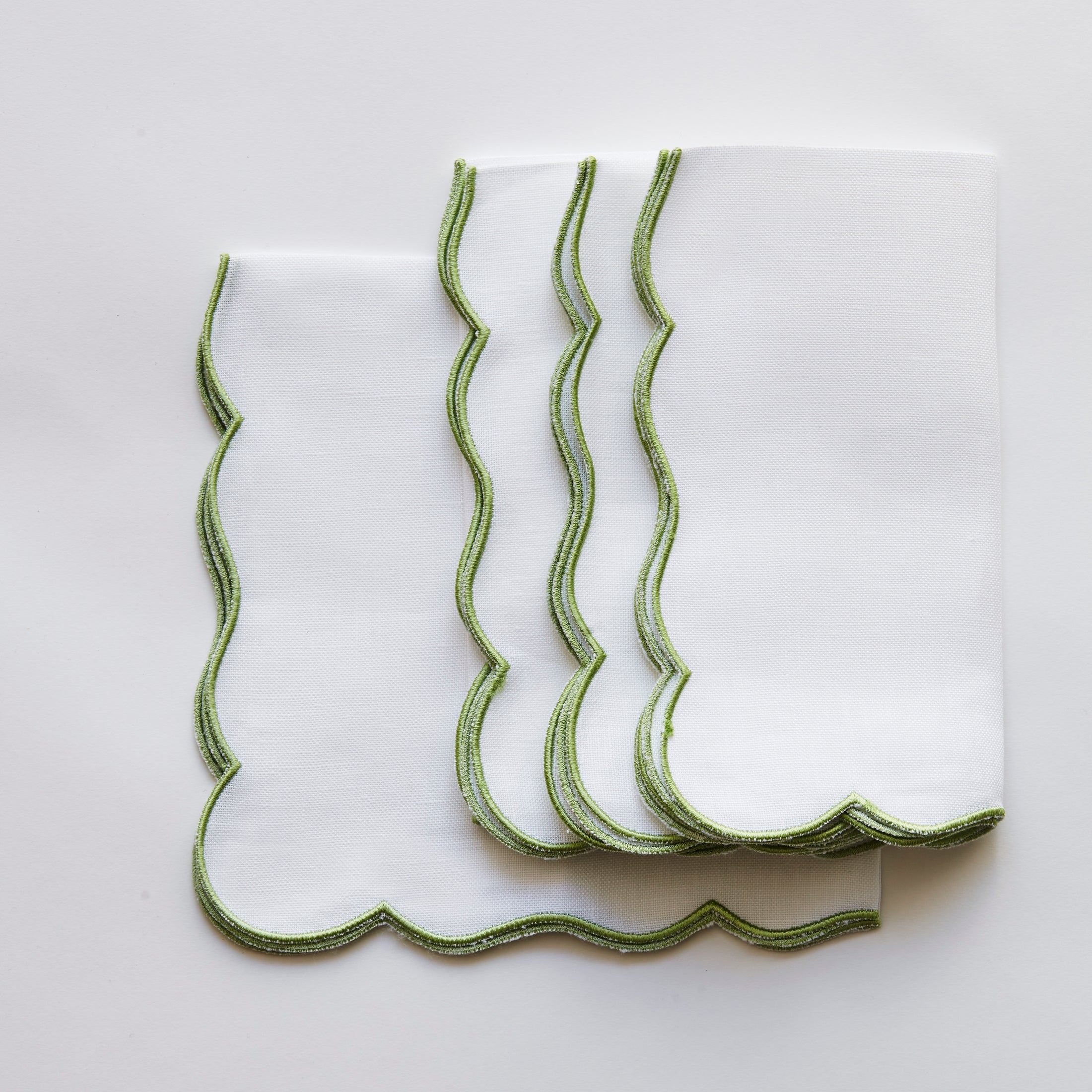 Rent Green Embroidered Scalloped Napkins
