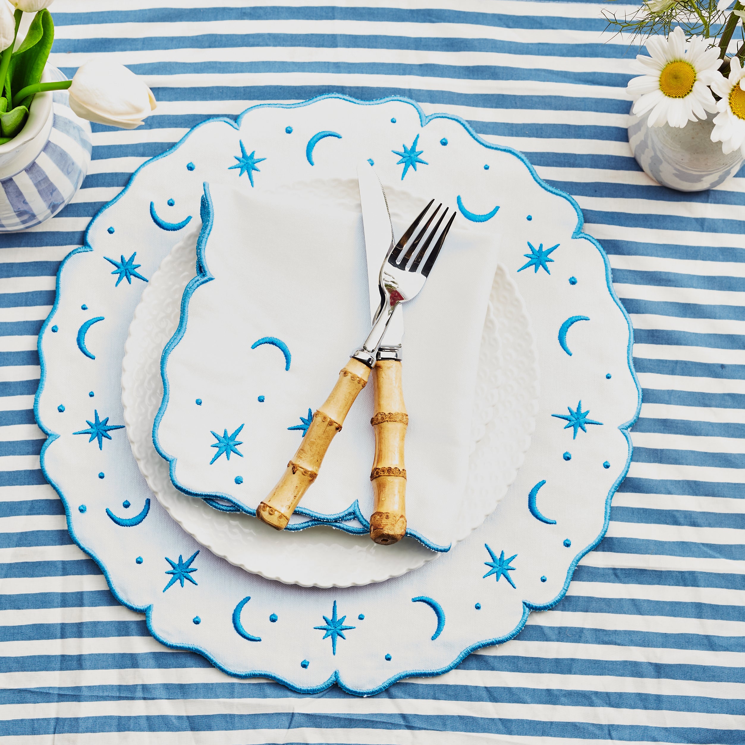 Moon & Stars Turquoise Placemat & Napkin (set of 2)