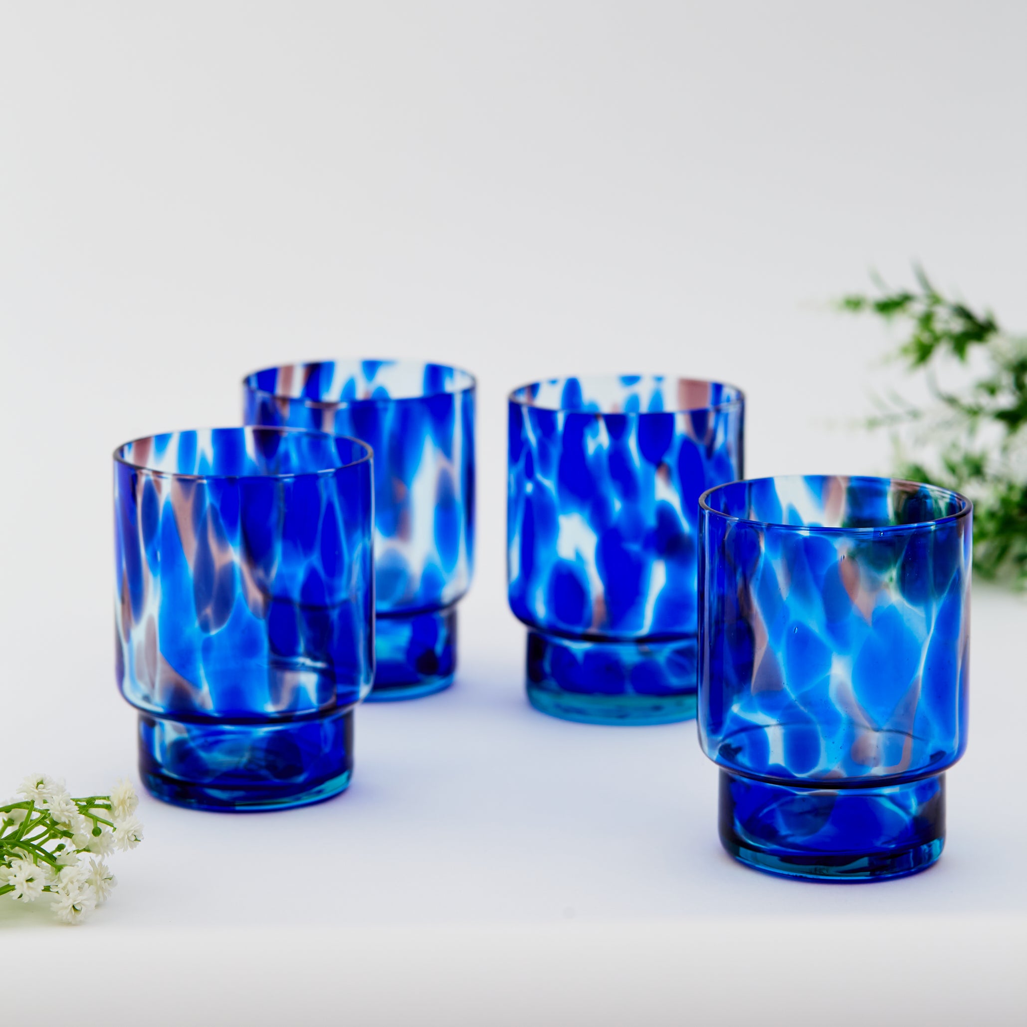 Blue Tortoiseshell Water Glasses (set of 4)