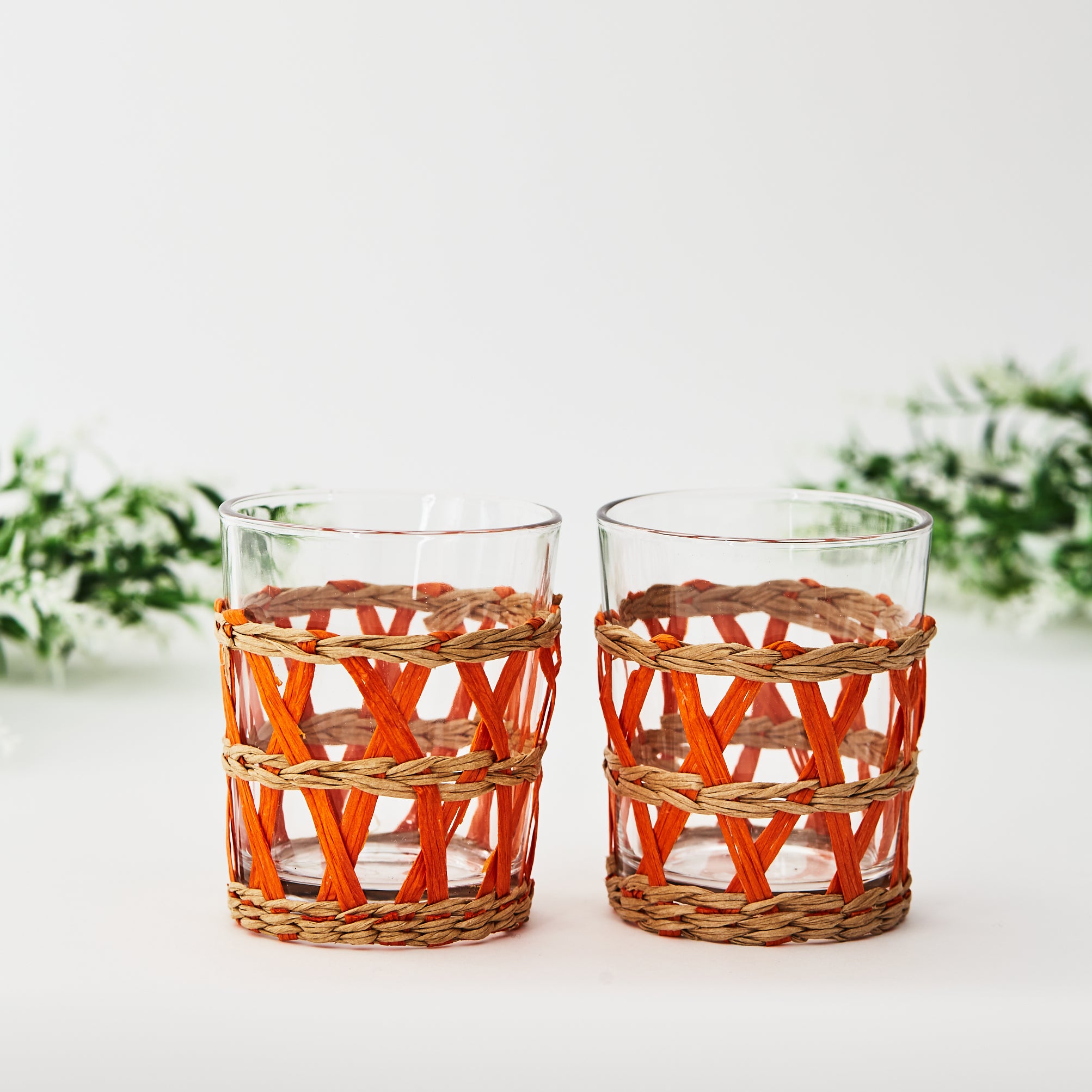 Orange Plait Water Glass (set of 2)