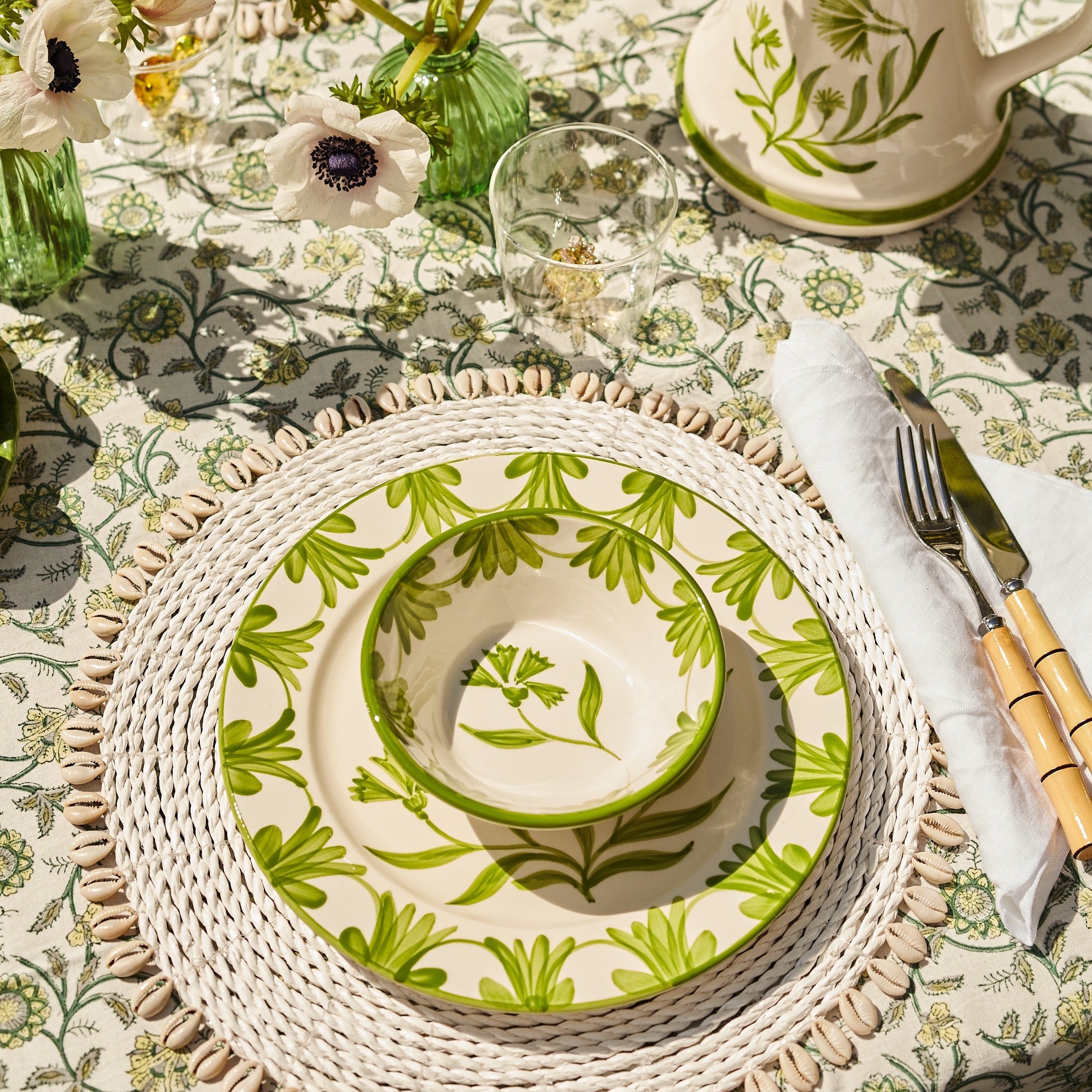 Rent: Green Petals Tablecloth