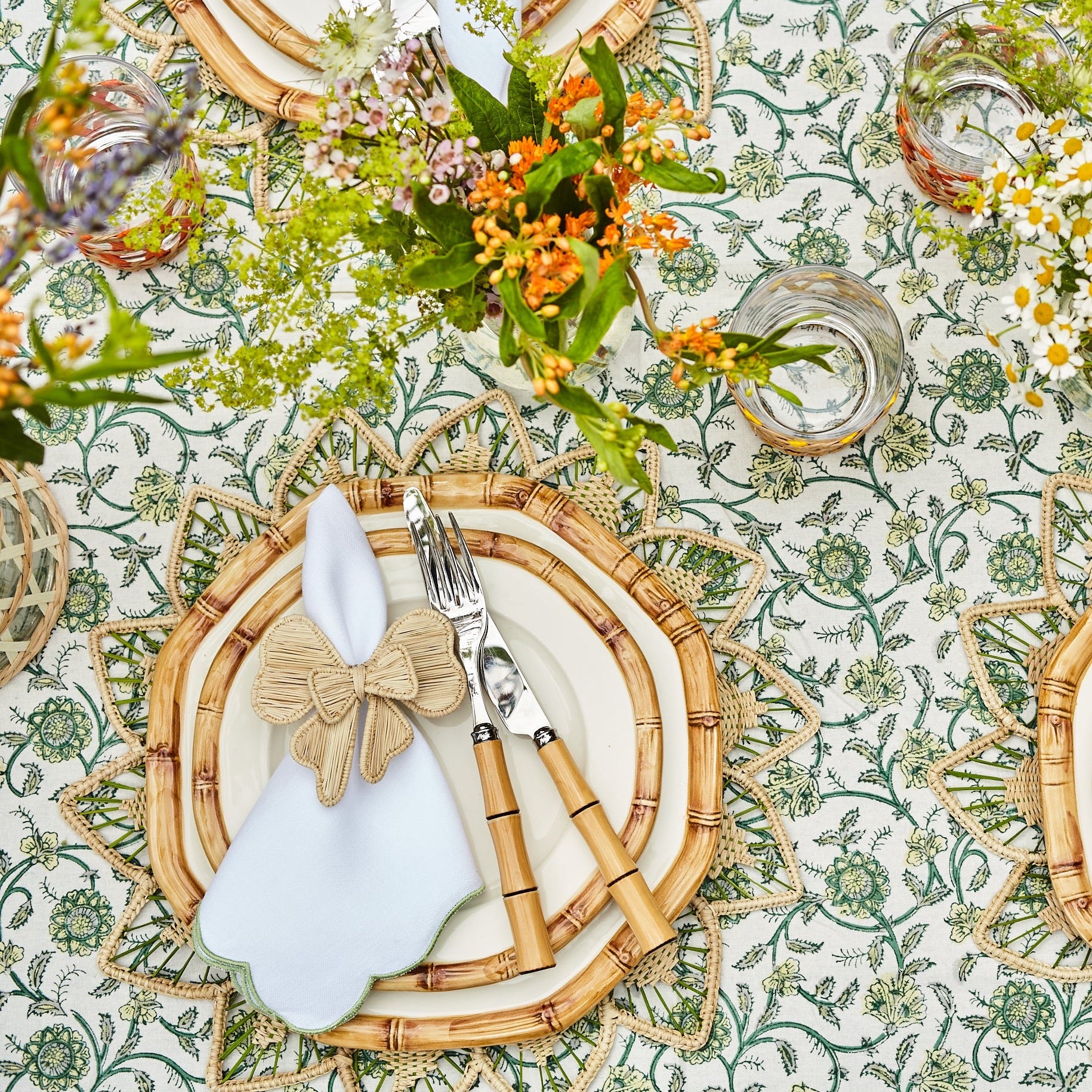 Rent: Green Petals Tablecloth