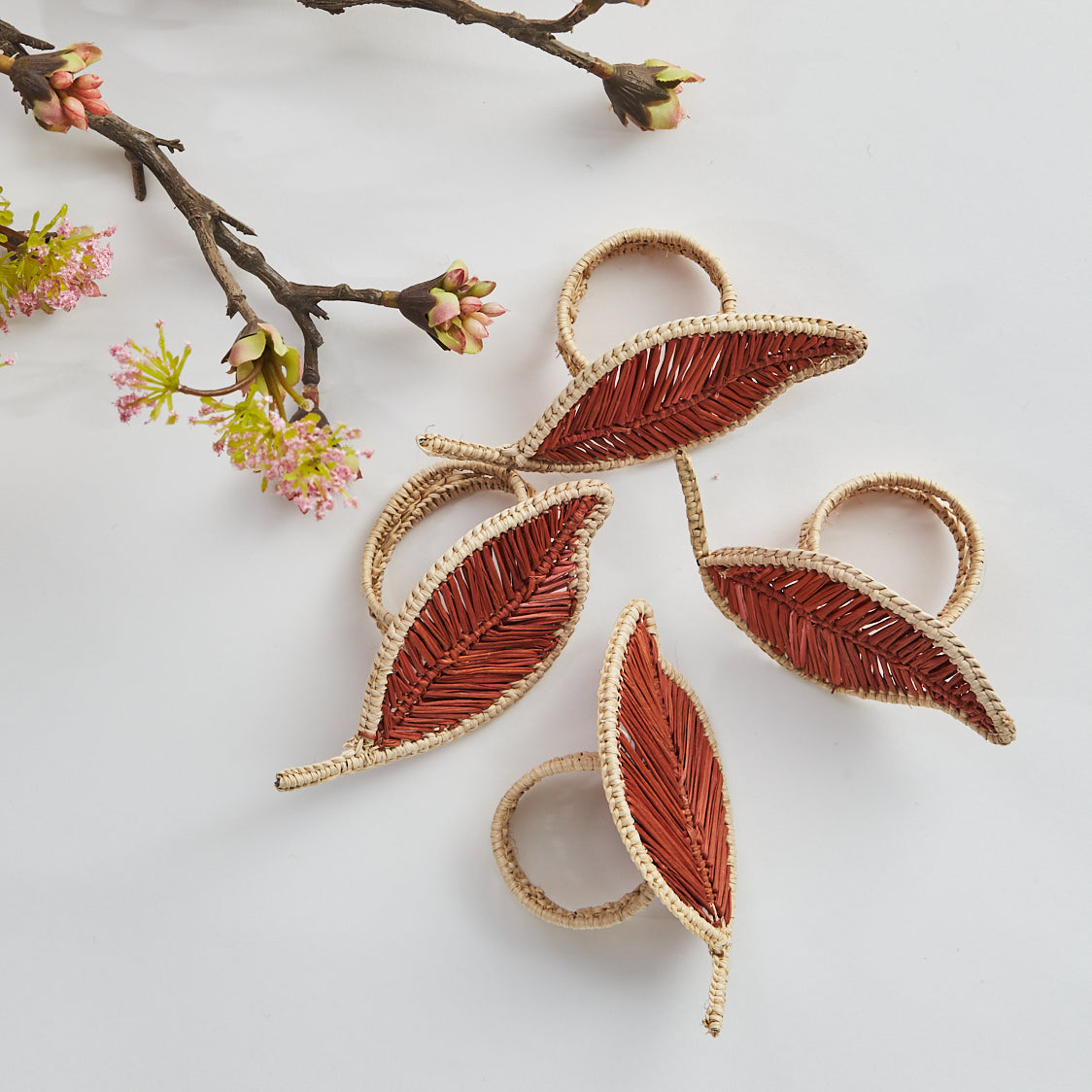 Leaf Wicker Napkin Ring - Set of 4