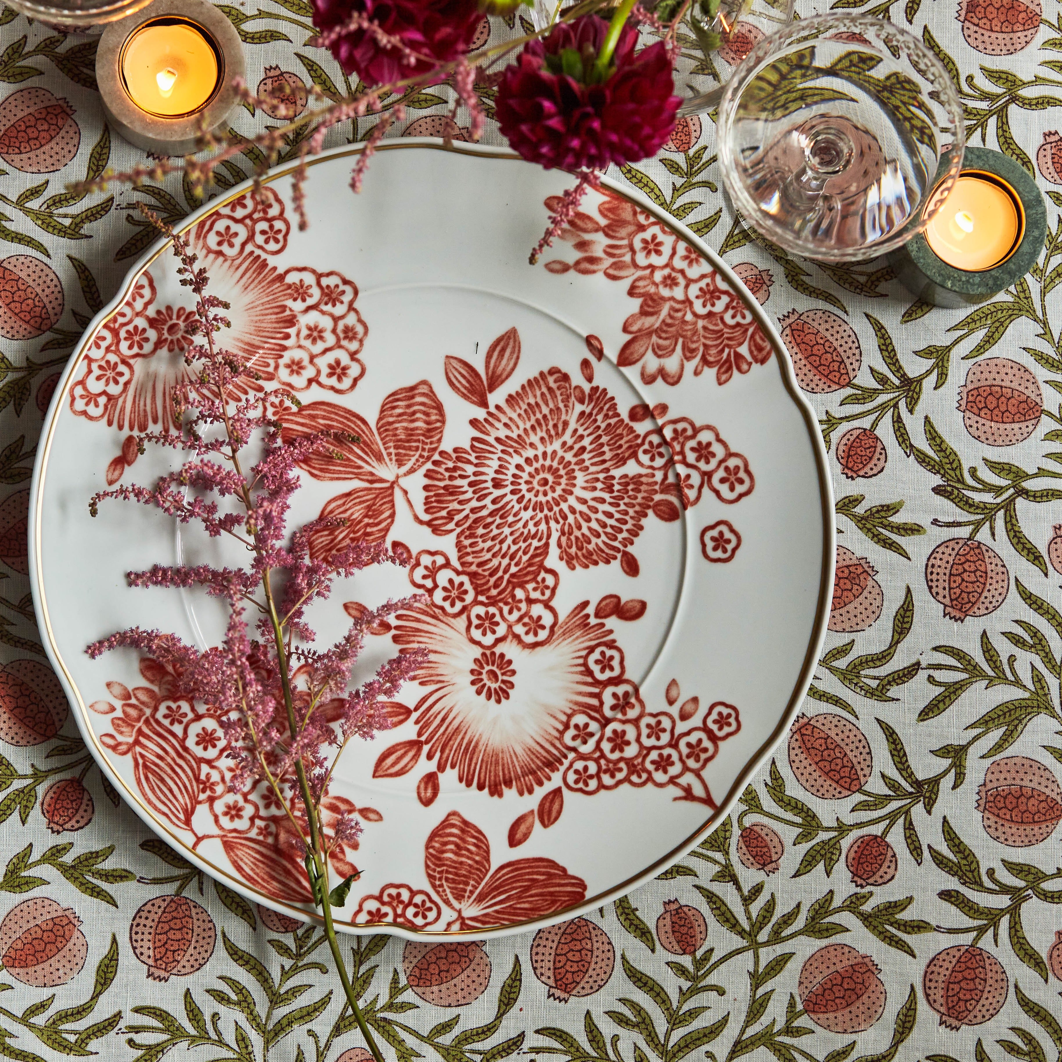Rent: Alana Pink Pomegranate Tablecloth