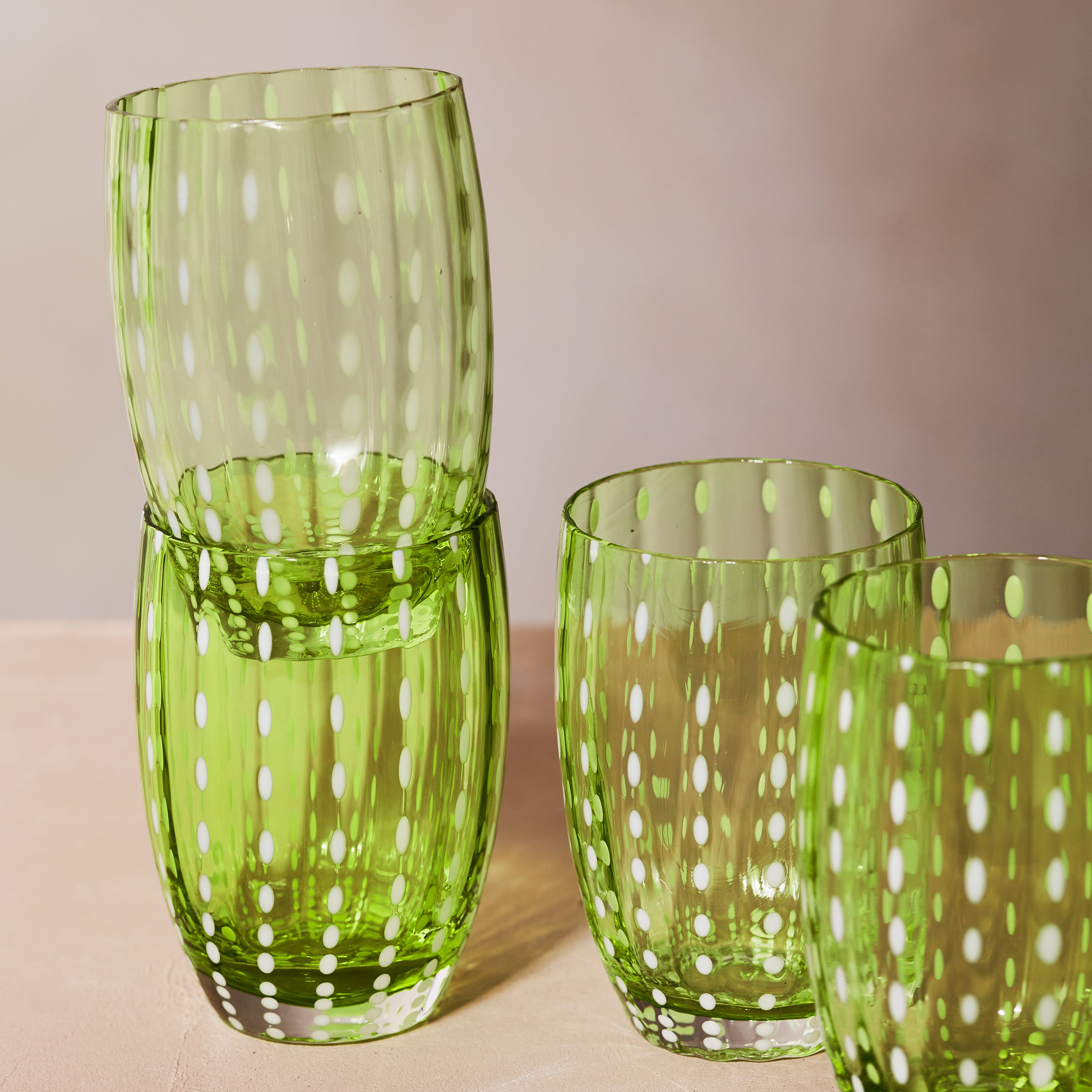 Rent: Apple Green Speckled Water Glass