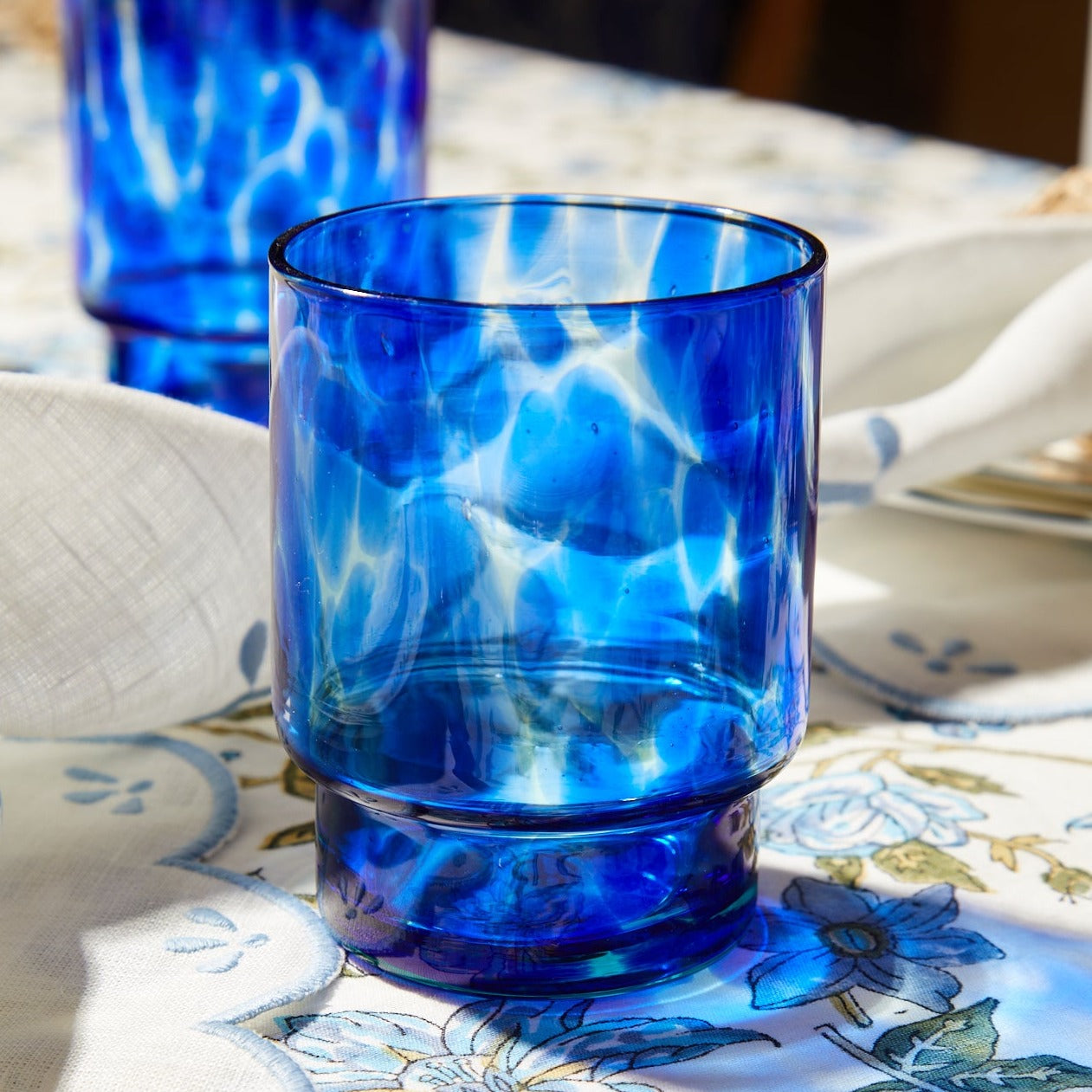Blue Tortoiseshell Water Glasses (set of 4)
